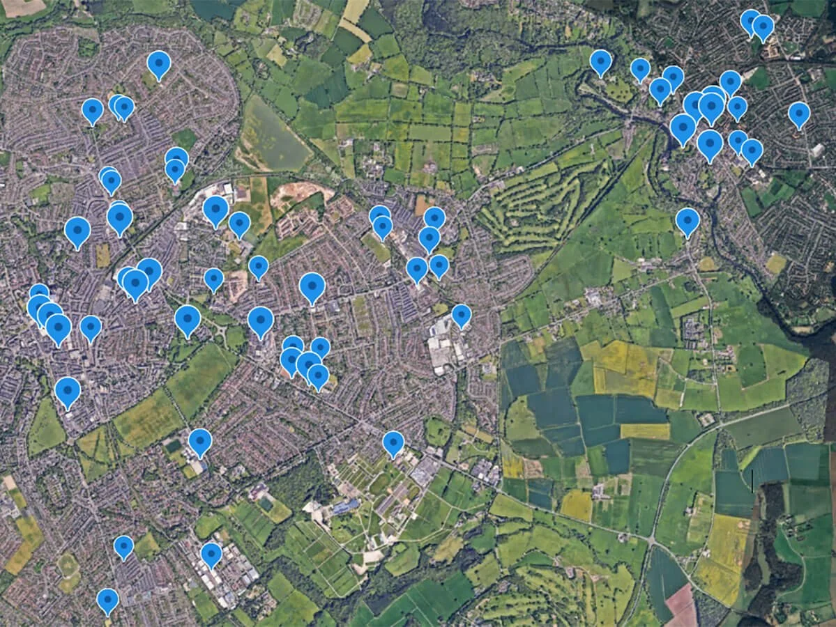 Potential buildings long list demonstrated on Google Earth