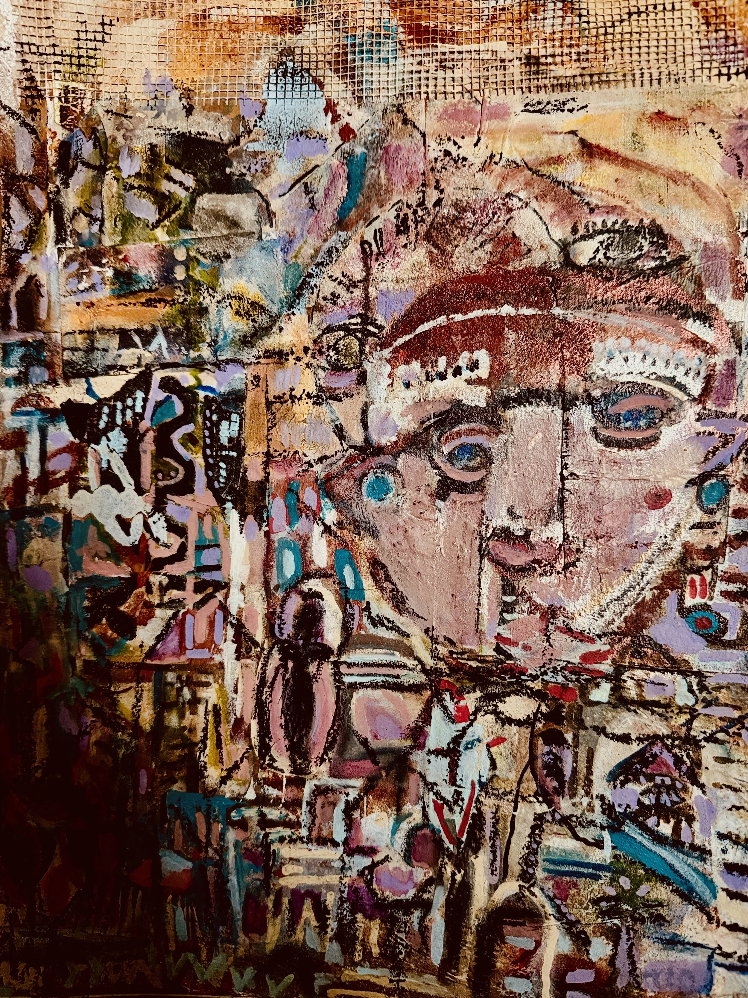 Busy Women I did this painting in stages and I can't really recall the date but it was this autumn. The left cornerr of it is dark and I am not sure whether to leave it or not .Also shown are other women put in. Do try blowing it up (making the photo