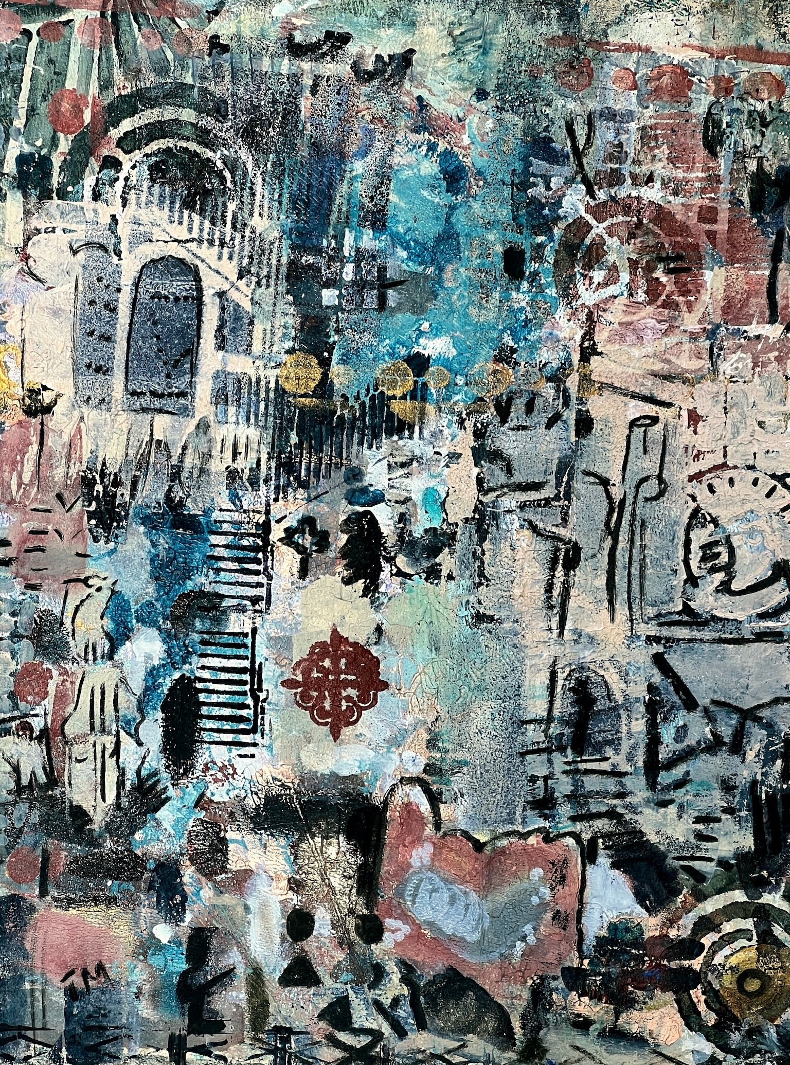 Courtyard.
Mixed media,
h: 14 x 11 in.,
$275
Sold