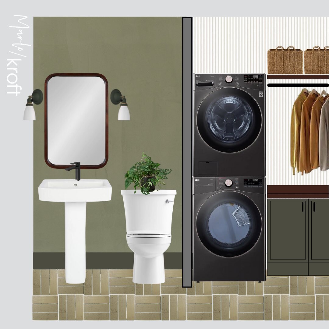 Horace&rsquo;s powder/laundry room is all the greenspo we need. Can&rsquo;t wait for this puppy to get started. 

Floor tile - @fireclaytile brick in wind river 
Wallcovering - @miltonandking ticking stripe
&bull;
&bull;
&bull;
#marloandkroft #horace