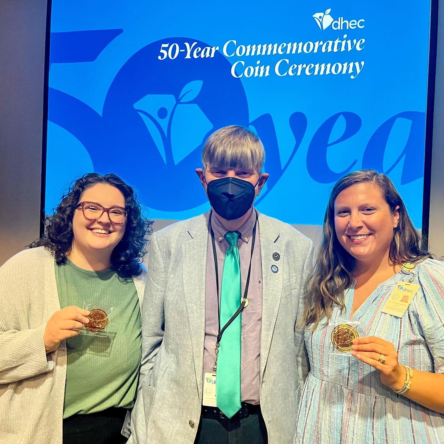 Yesterday I had the honor of being recognized for doing work that I love 🥹 I received a 50 year commemorative coin from Dr Simmer at my day job with SC DHEC for my outreach work with students. As they say at the Oscar&rsquo;s, it was just an honor t