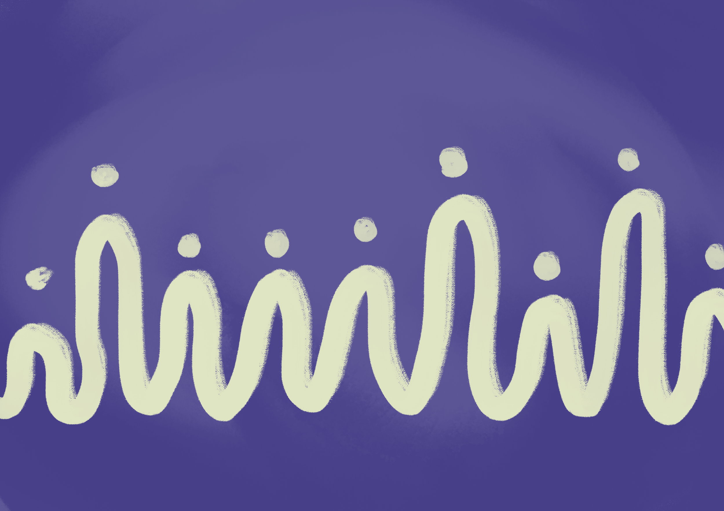 Laget med håndtegnede, krøllete hvite linjer på en blå bakgrunn