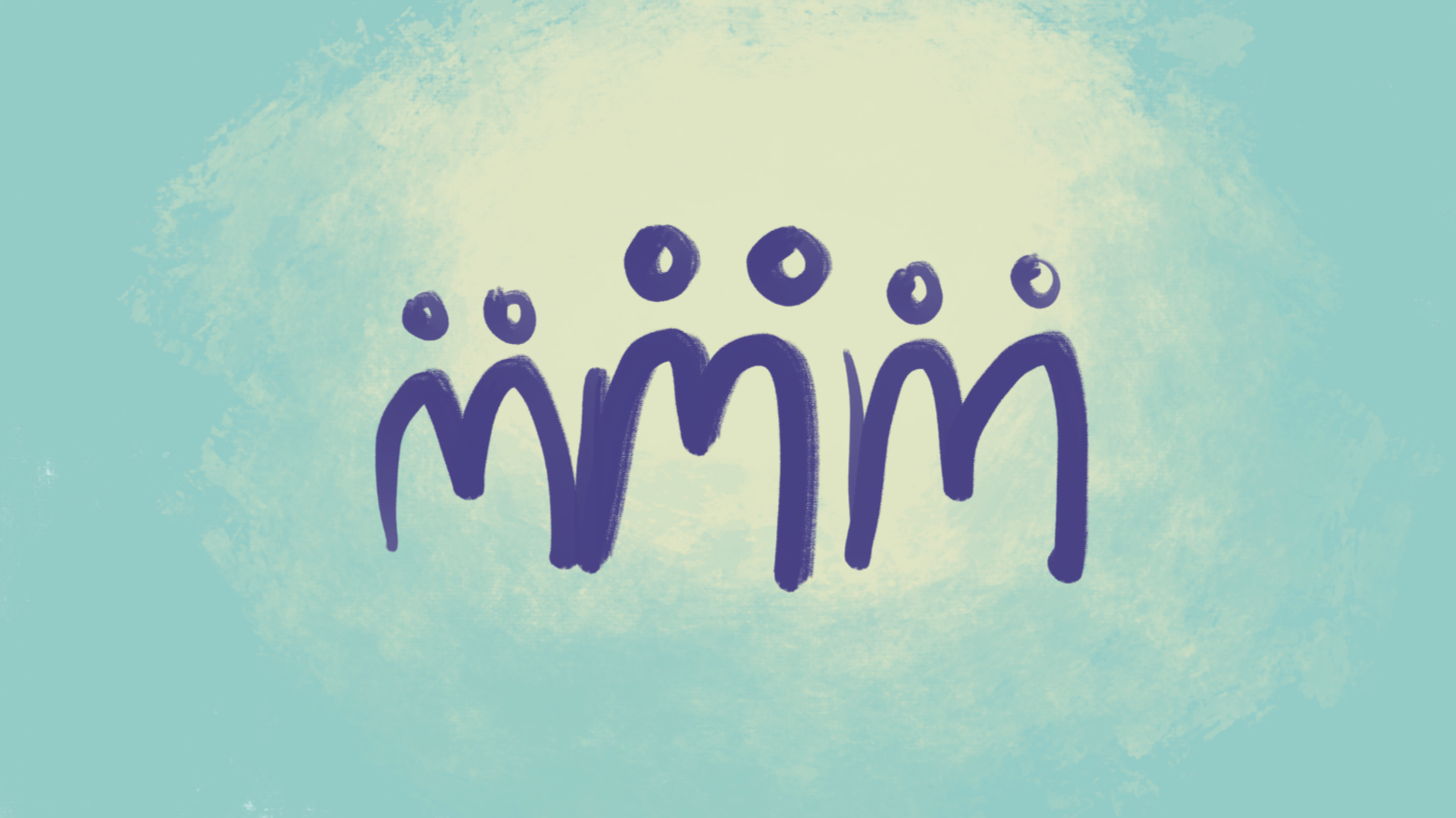 Tekst som sier "mamma" skrevet i mørk lilla på en lyseblå bakgrunn.