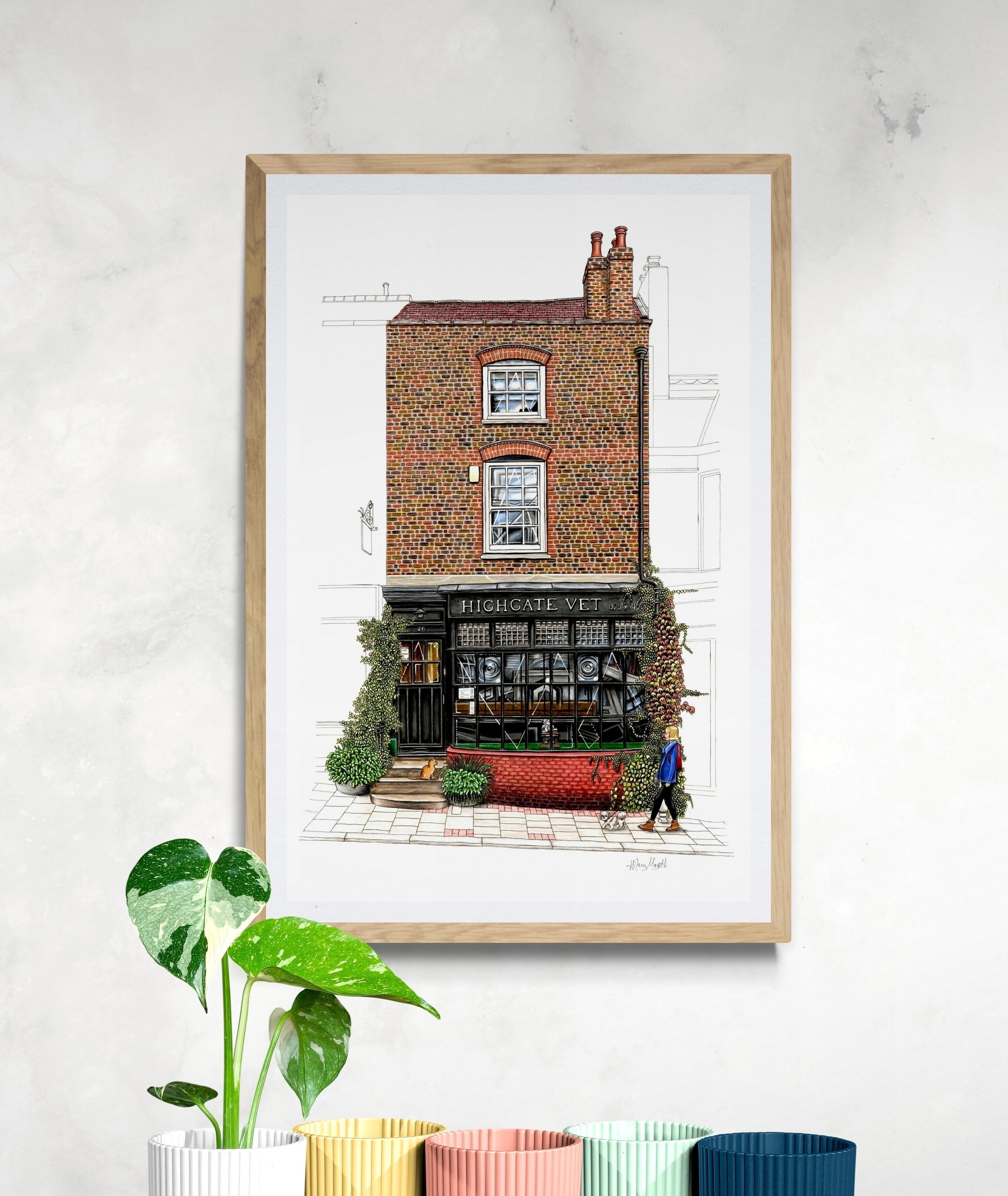 Highgate Vet, Highgate Village by Hilary Sketches (artist Hilary Masetti). Giclee prints available to buy at www.hilarysketches.co.uk