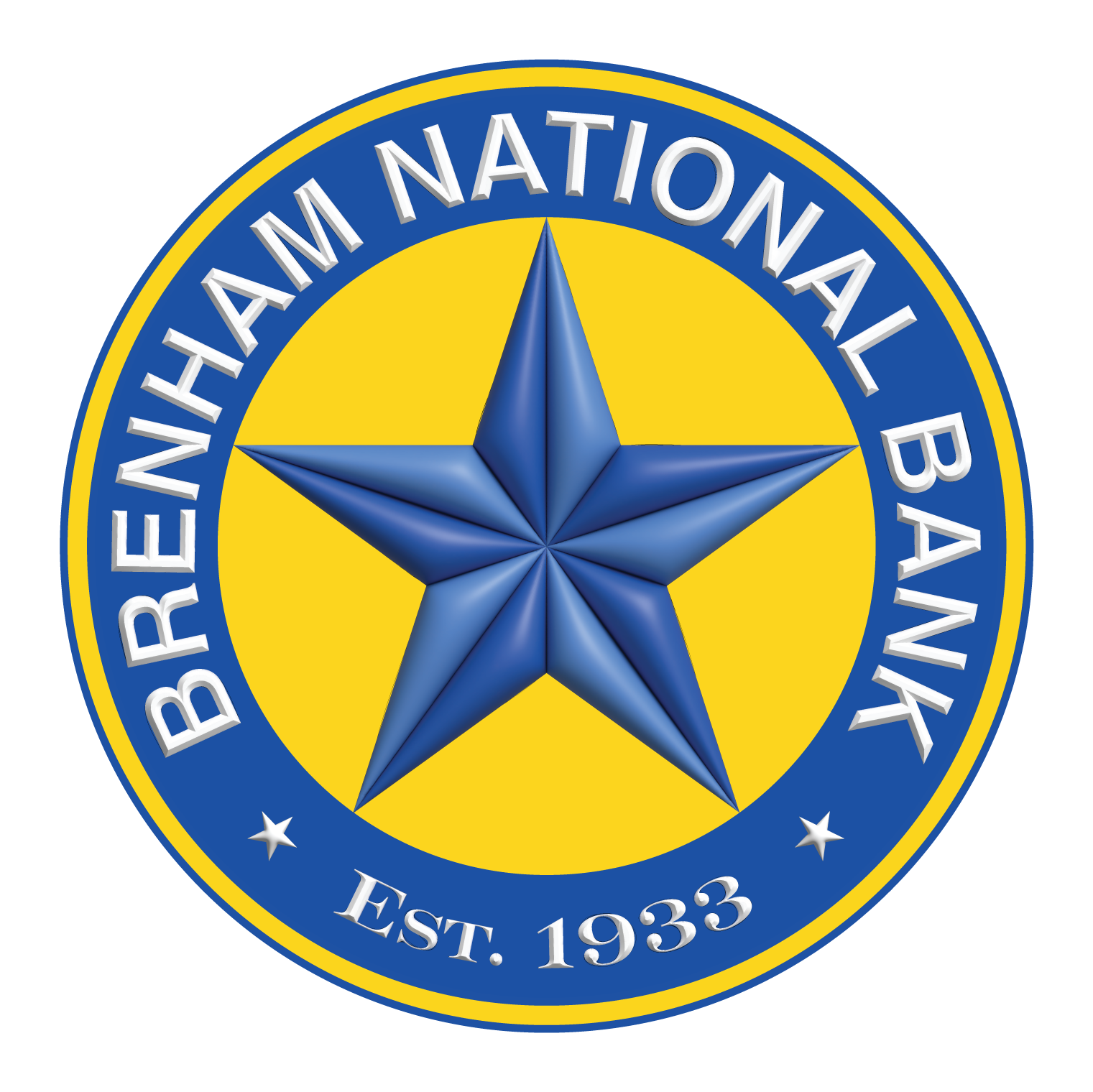 29045 Brenham National Bank - Logo Design (3D, Circle, Helvetica, White Outline).png
