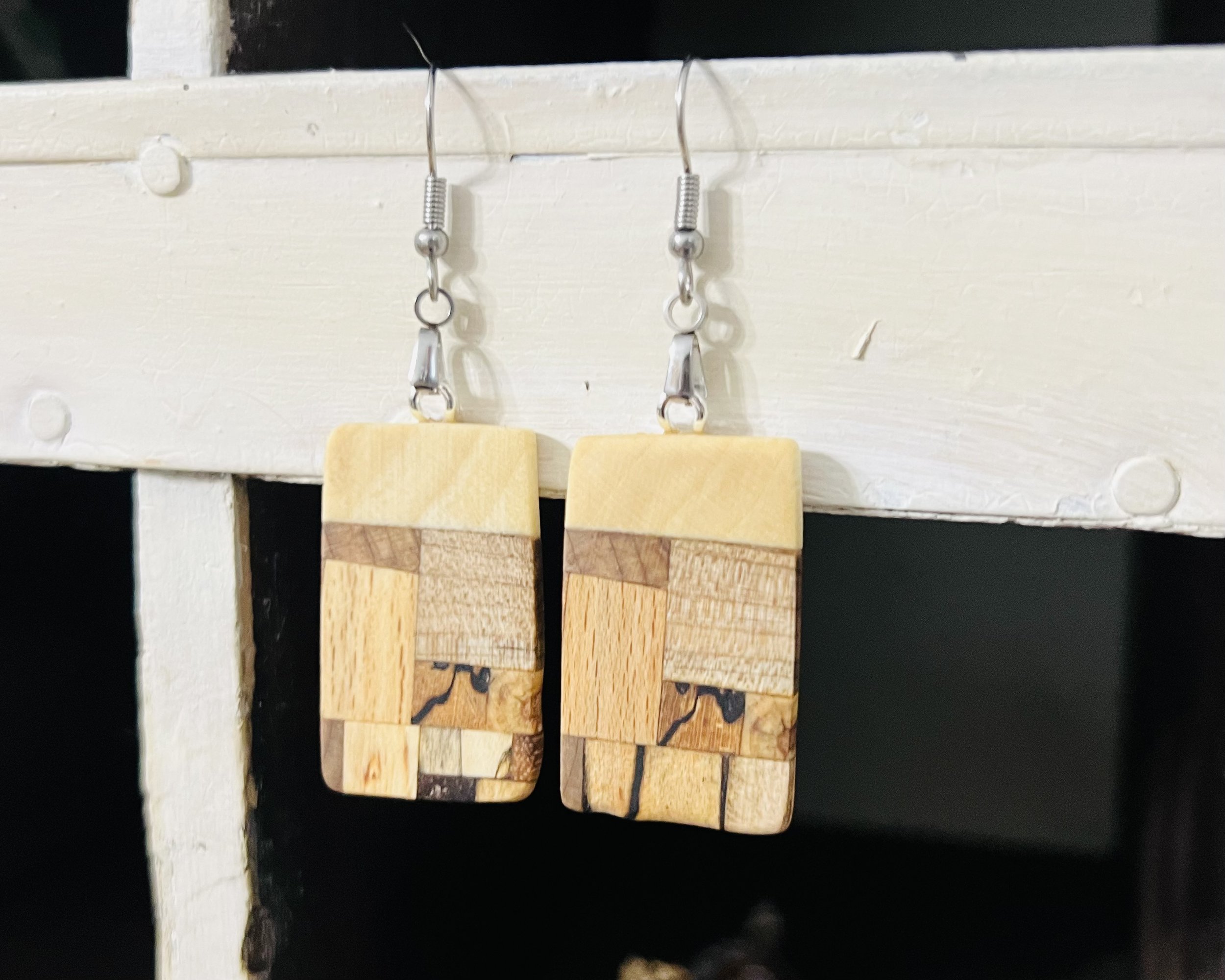 Wooden Patchwork Earrings