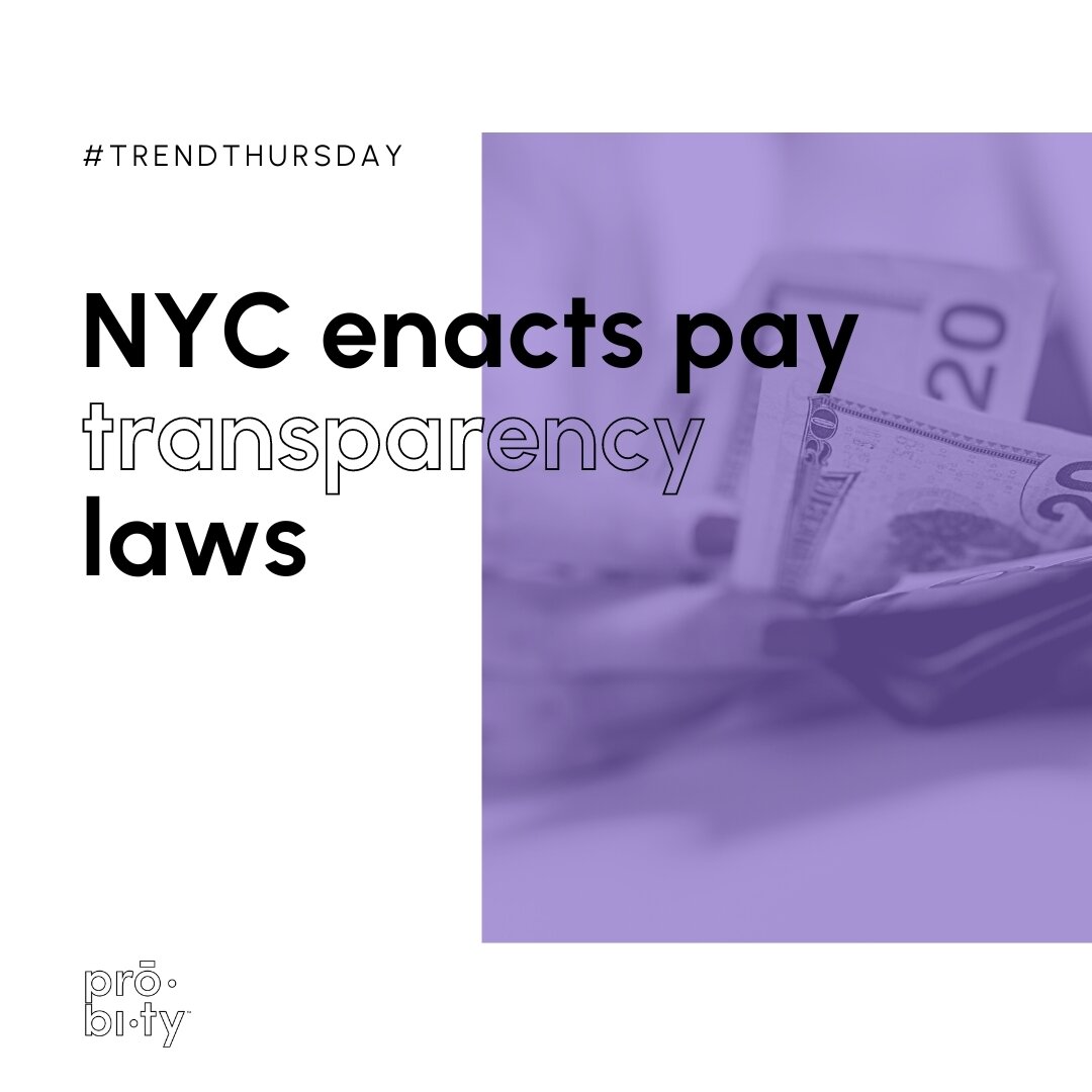 Today's ✨ #TrendThursday ✨ comes from 

WHAT'S THE TREND?

NYC enacted a pay transparency law that requires all employers to include a good-faith salary range in job postings.

WHAT IS IT ABOUT?

With the Great Breakup underway and an unprecedented a