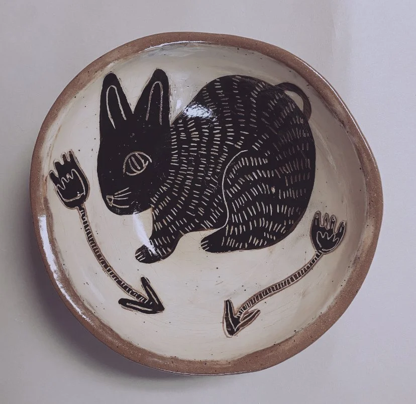 Red Clay Bunny Bowl 