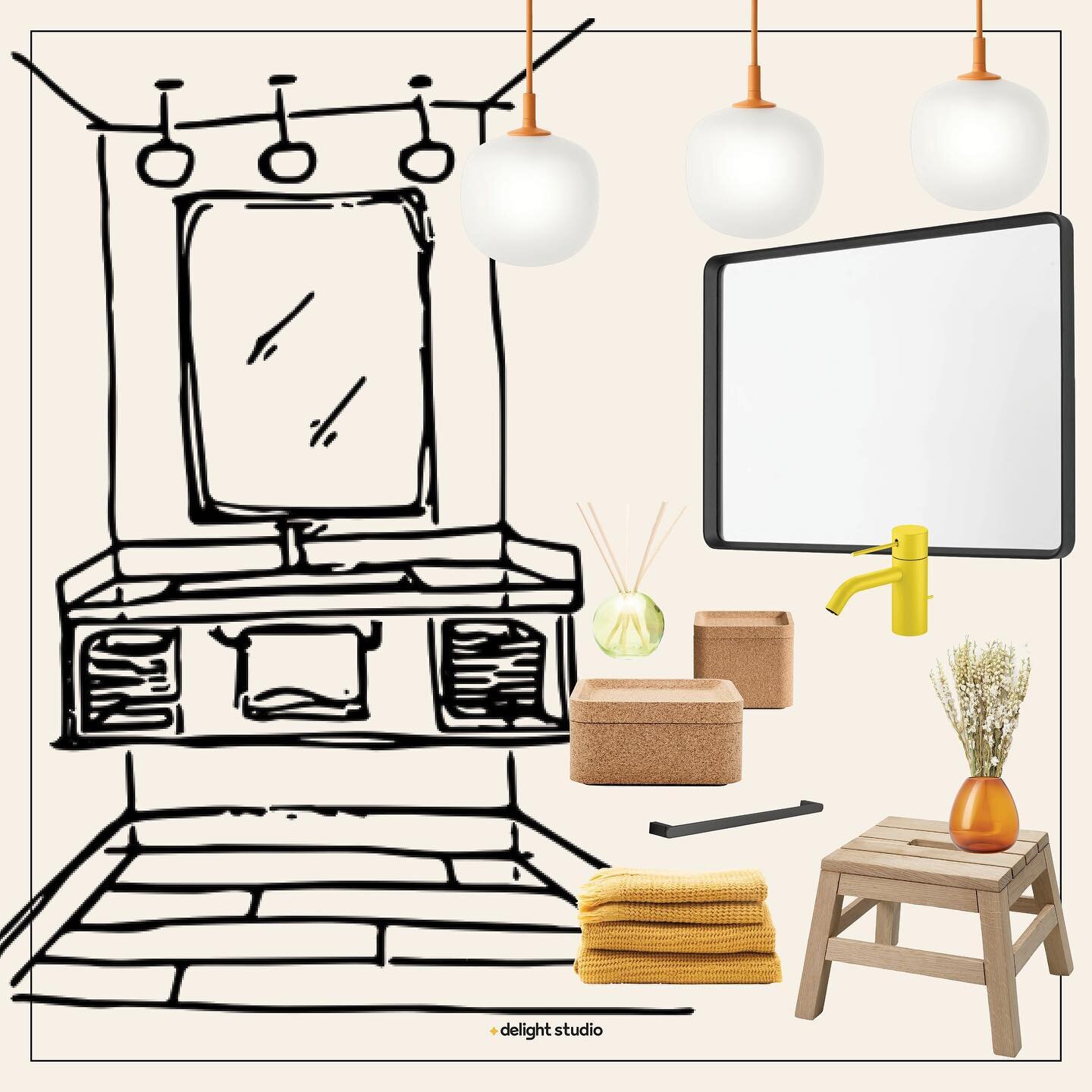A quick sketch to bring things to life for this sunny half bath ☀️🚽🌼🧻✨
#delightstudiodesign #meaningfulmomentsdelightfulexperiences