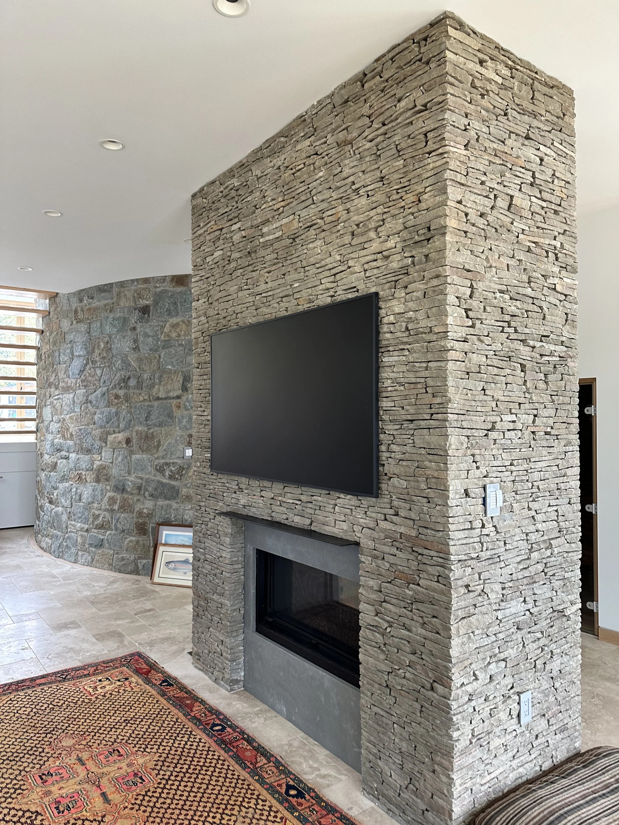Calvert County House - Stone Fireplace; completed as Principal at McInturff Architects