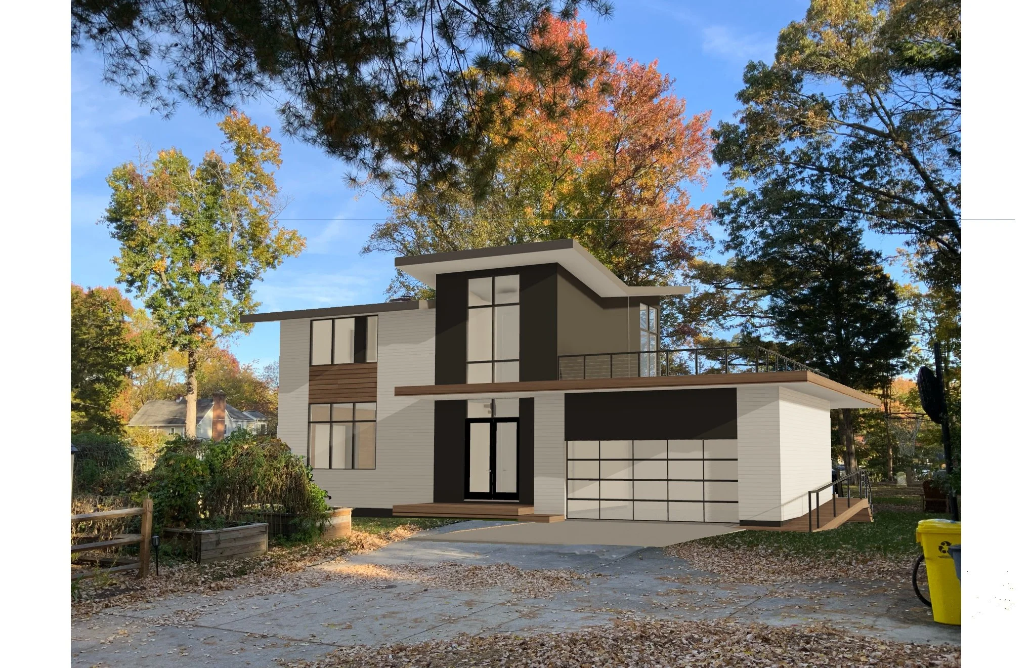Dividing Creek House - Street View Low Garage