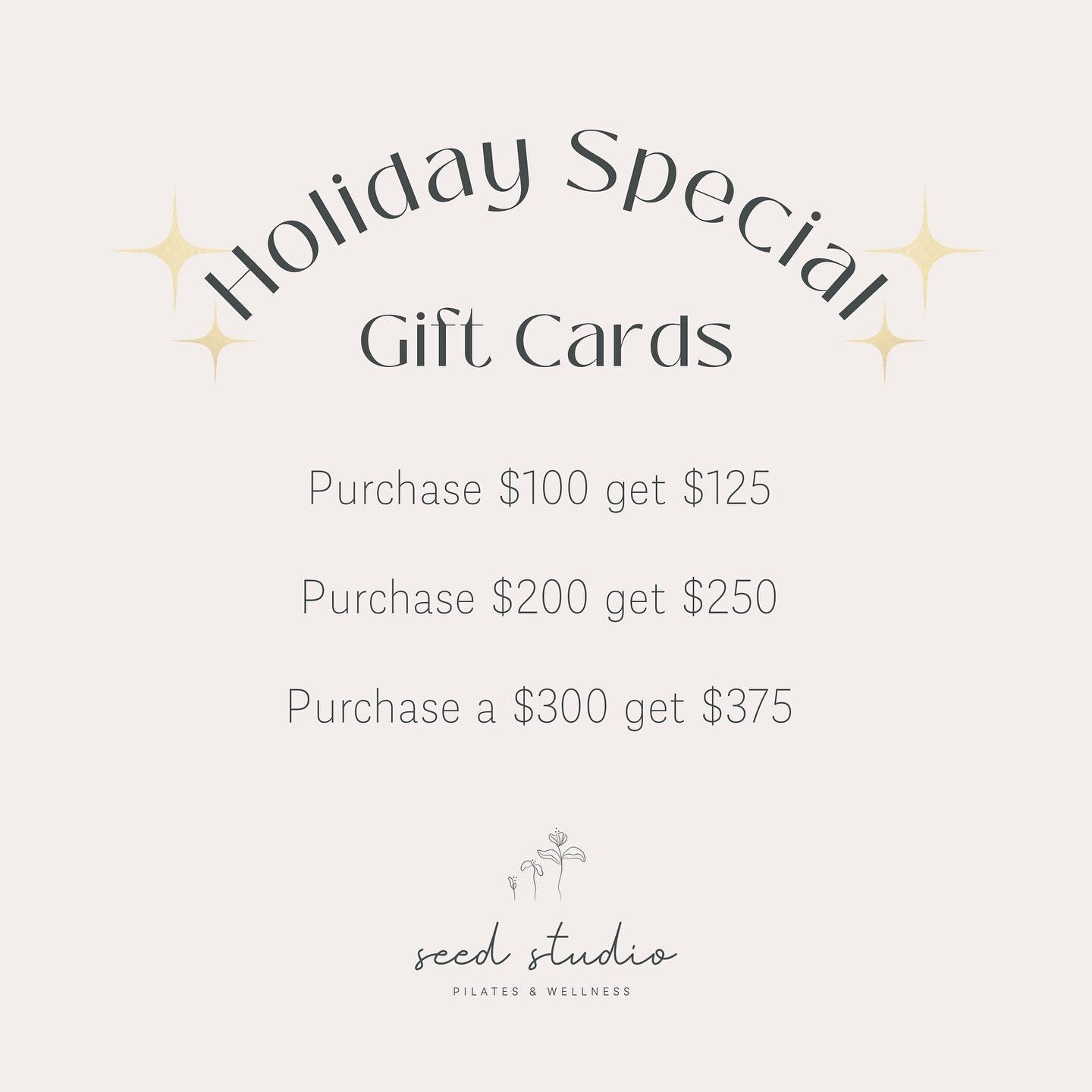 Happy December✨ We're literally giving away $$ with our December Special!⁠
⁠
The holidays are here and so are some great deals to help you grab the perfect, local gifts for the pilates and wellness lovers in your life!! ⁠
⁠
Do you have a Pilates love