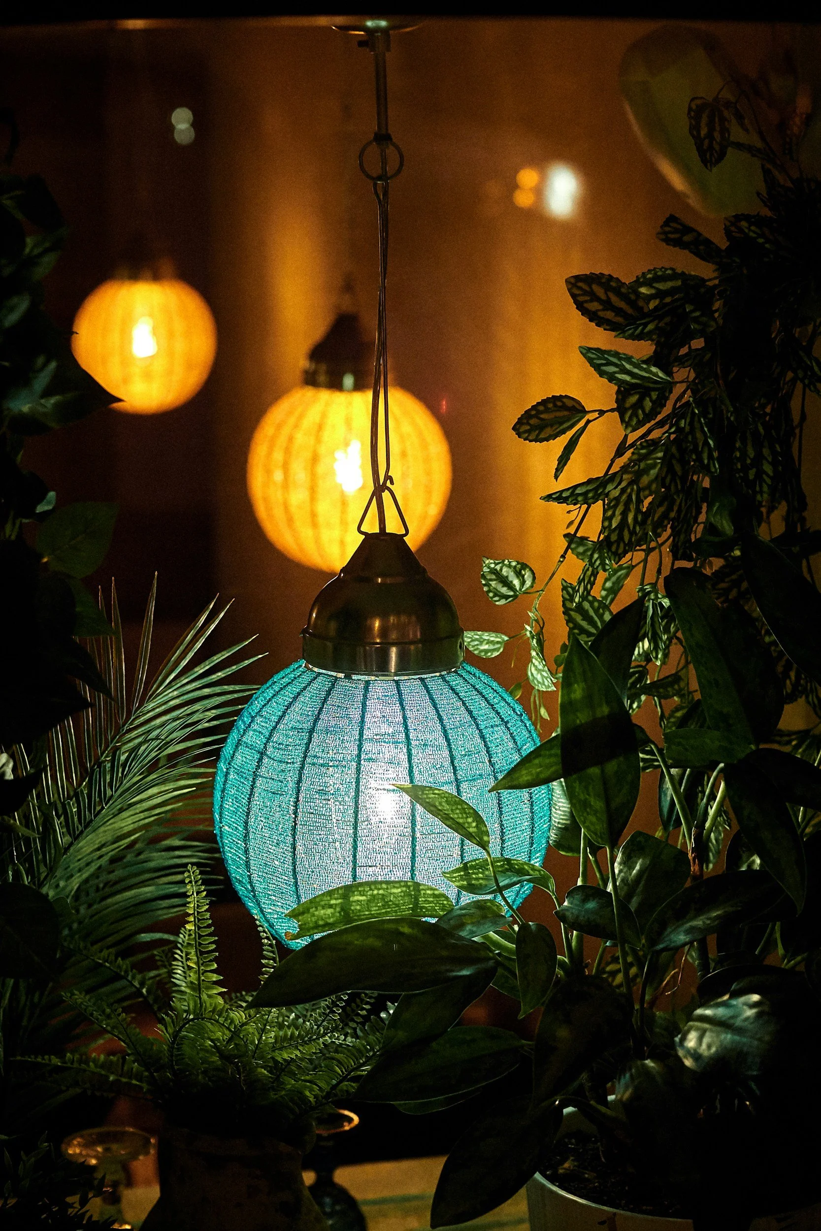 Suspended Turquoise Lanterns