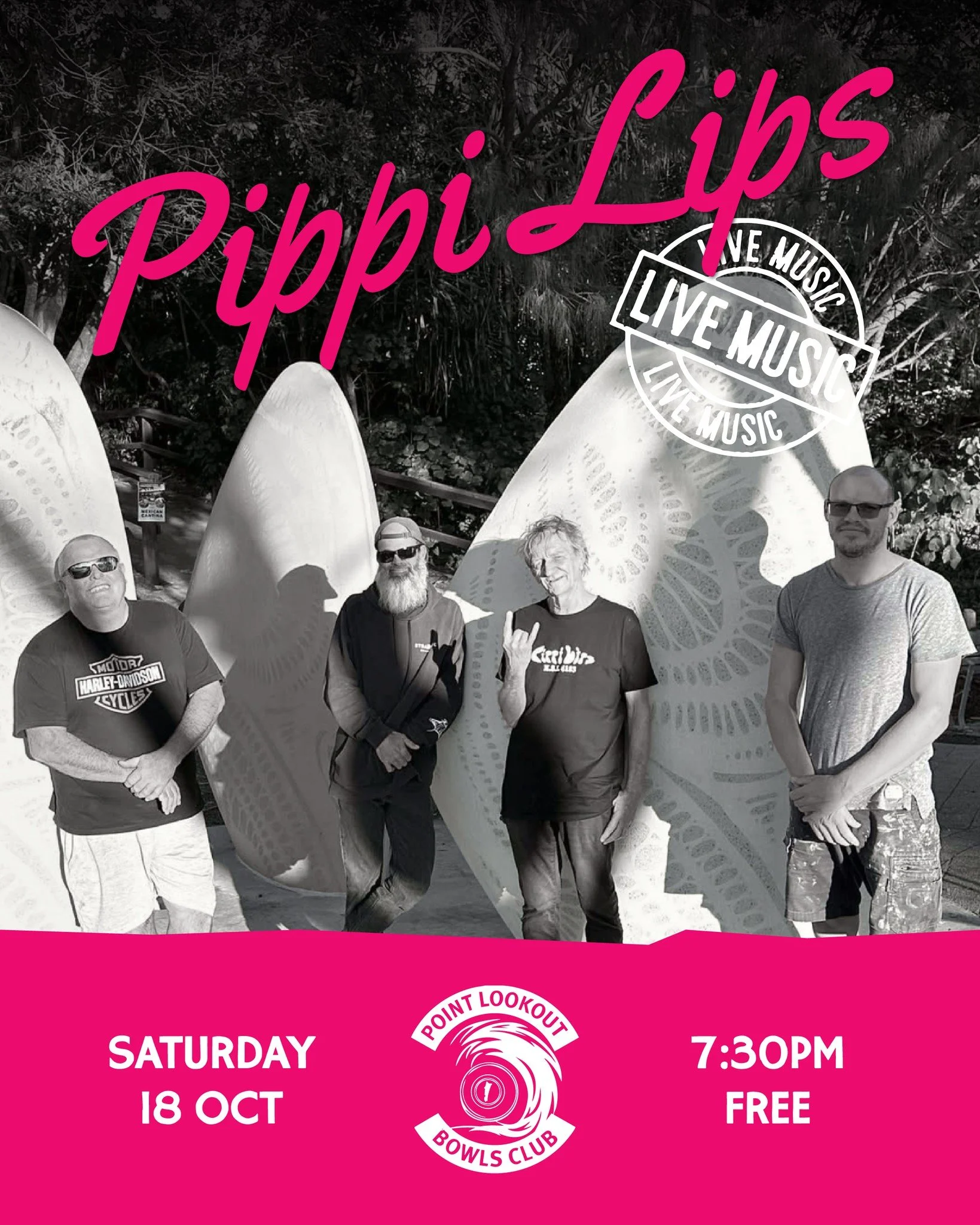 LIVE MUSIC this Saturday ๐ธ Pippi Lips ๐ค
Get ready for a massive night of live music with these local legends 
๐ฅ Saturday 7:30pm
๐Point Lookout Bowls Club
๐๏ธ Free entry – everyone welcome!
Come down early for the Straddie Invitational Af