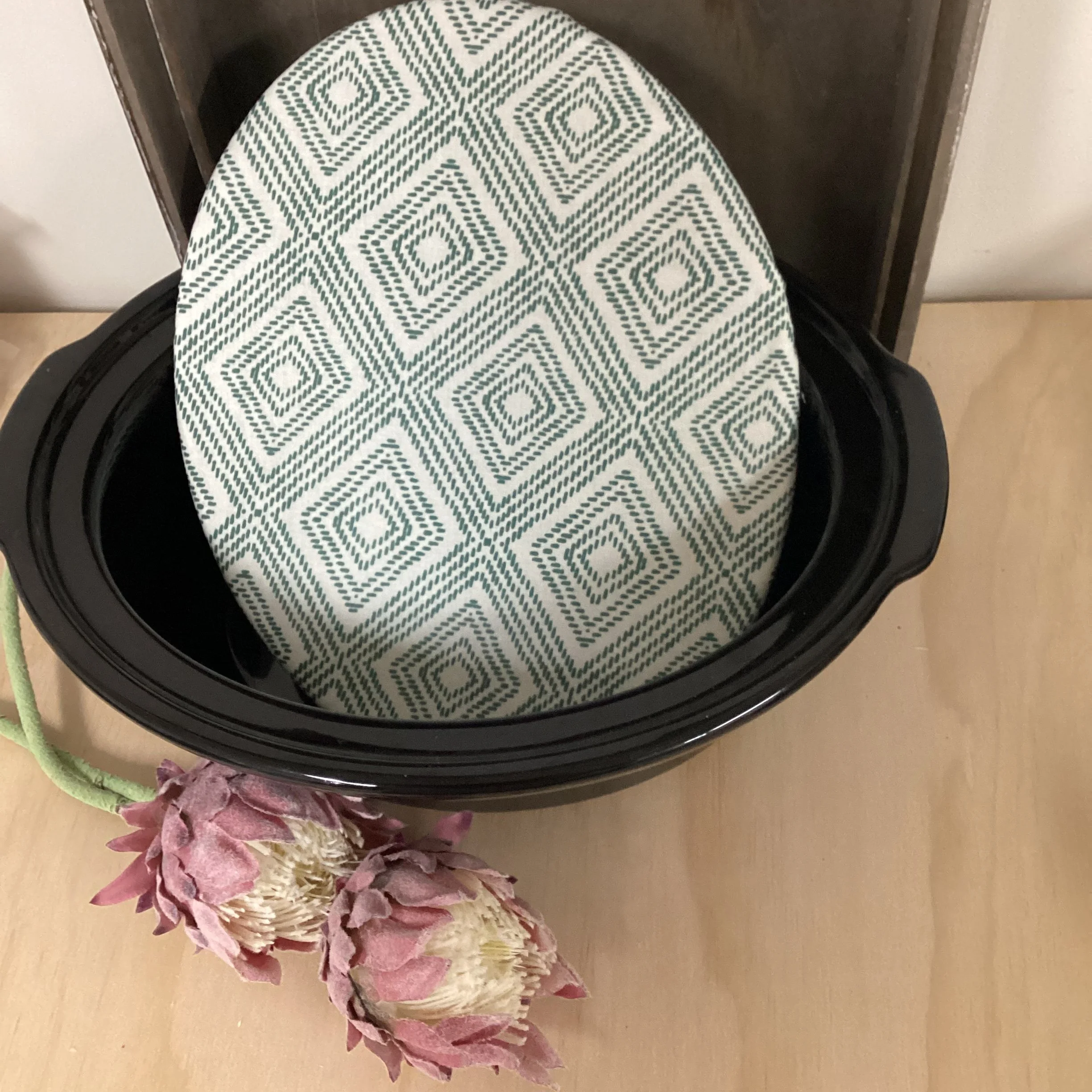 Bottle Green Diamonds Slow Cooker Lid Cover