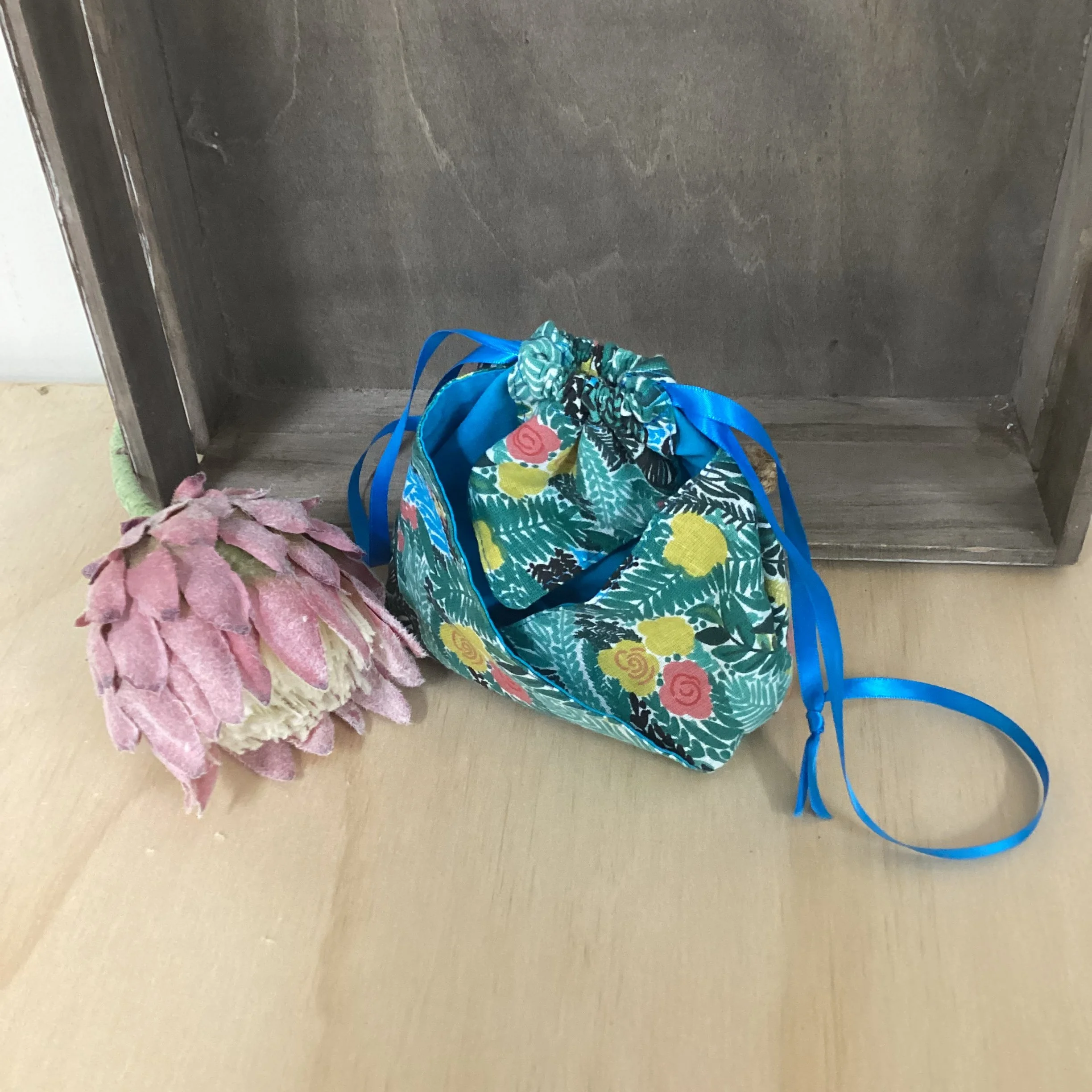 Bottle Green Floral Large Origami Bag