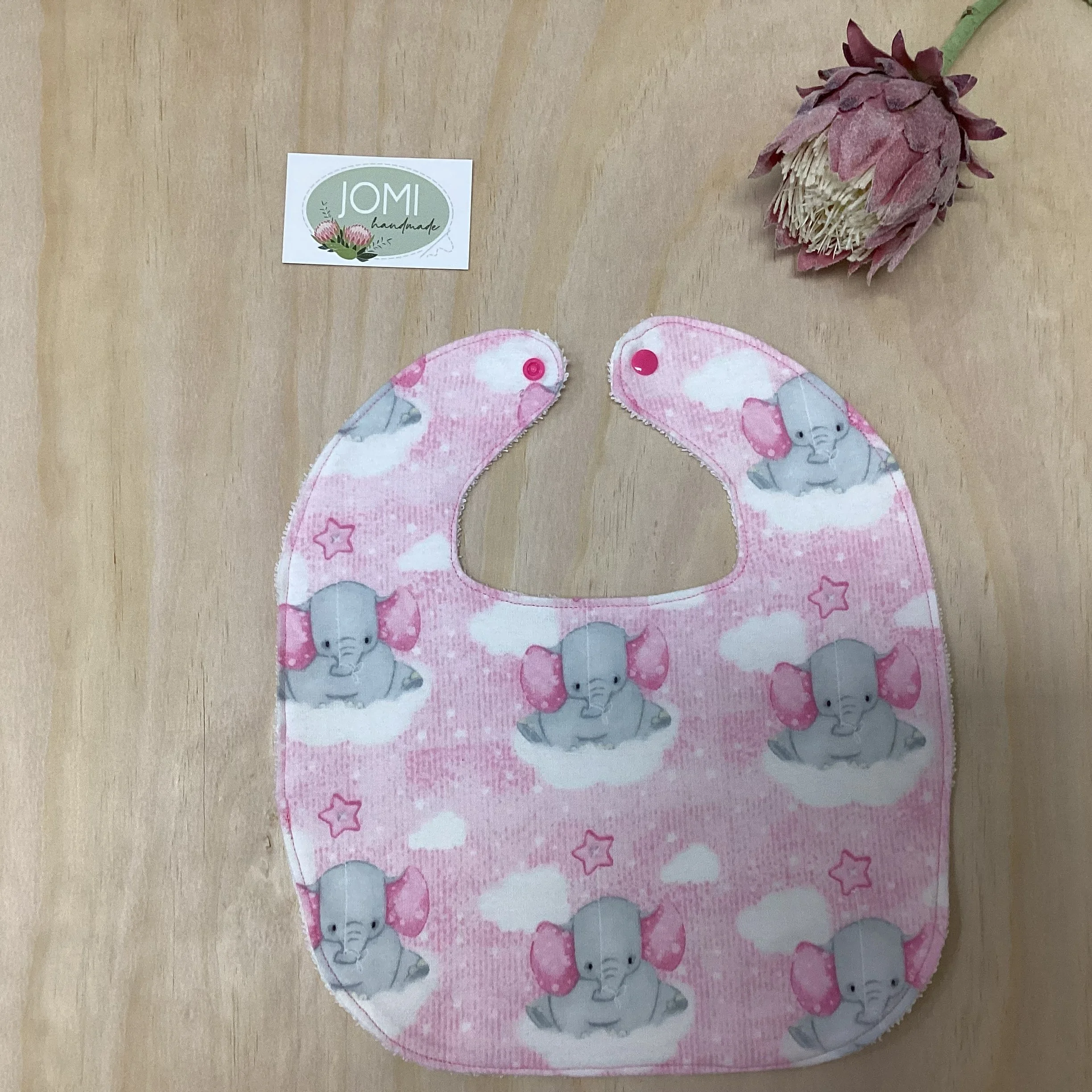 Pink Ele Large Bib