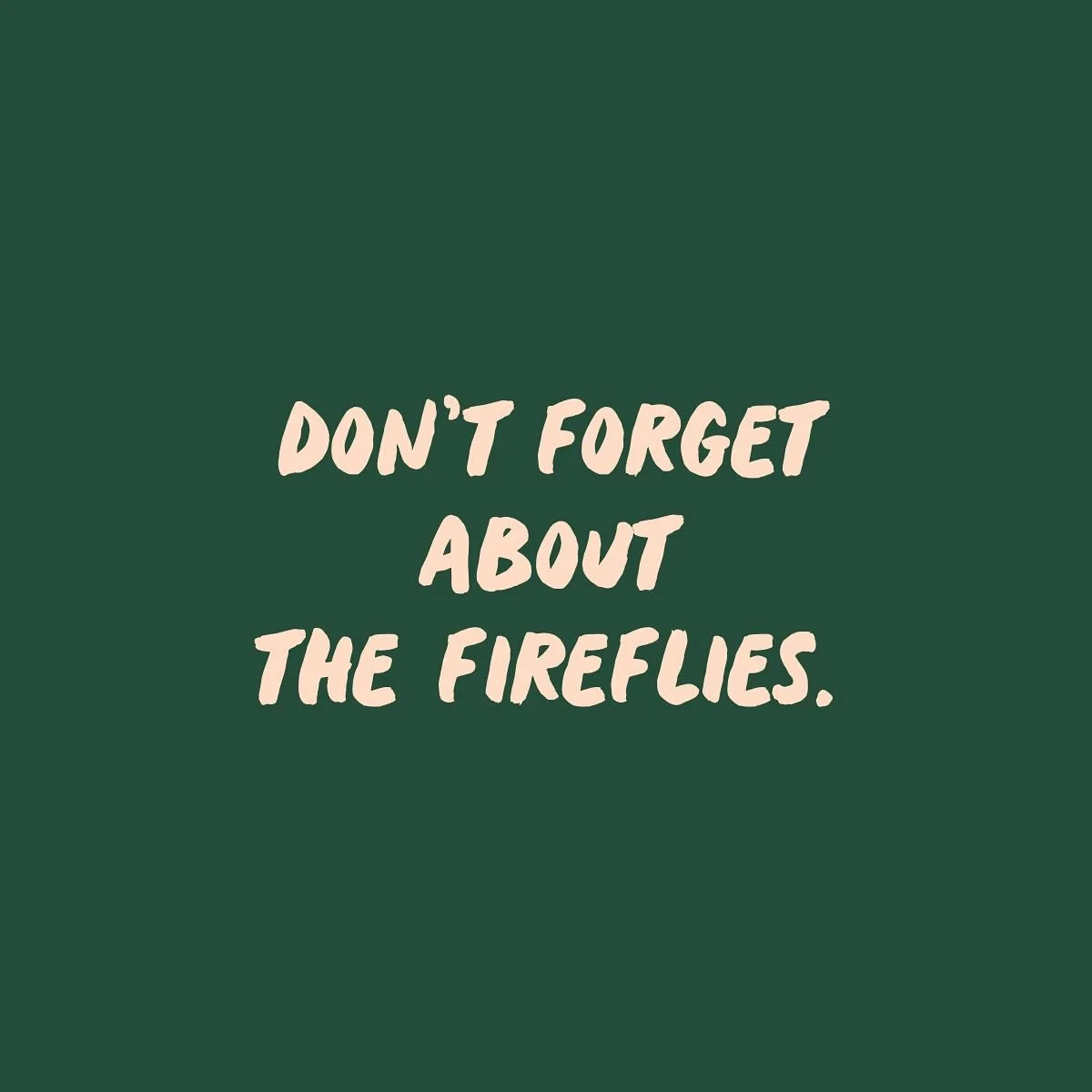 Lessons from June. Ones about lightning bugs, what lights you up and people and things that lighten your load. 

Don&rsquo;t forget about the fireflies is a lesson I wrote down in June that I haven&rsquo;t stopped thinking about. My brain keeps recit