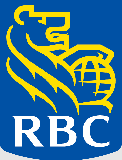 RBC logo featuring a yellow lion with a globe on its shoulder against a blue background.
