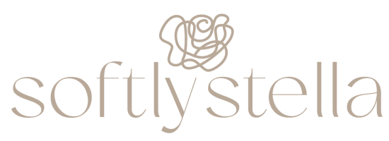 Softly Stella logo with a rose graphic above the text