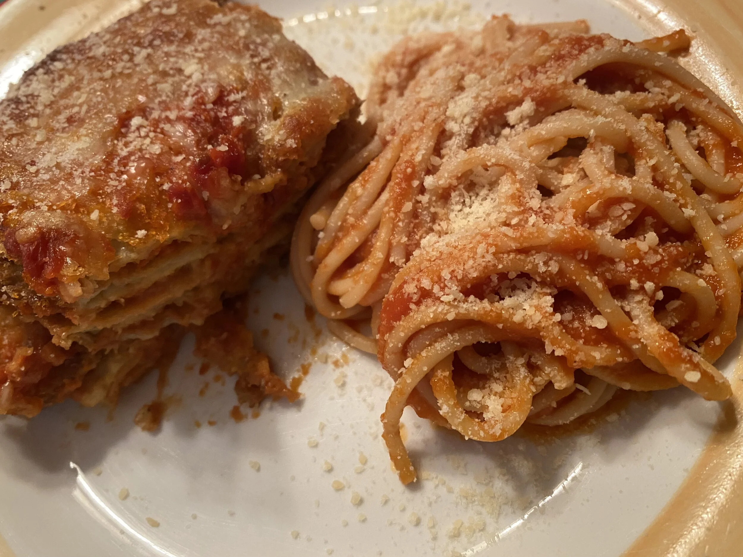 Eggplant Parmesan with Spaghetti  