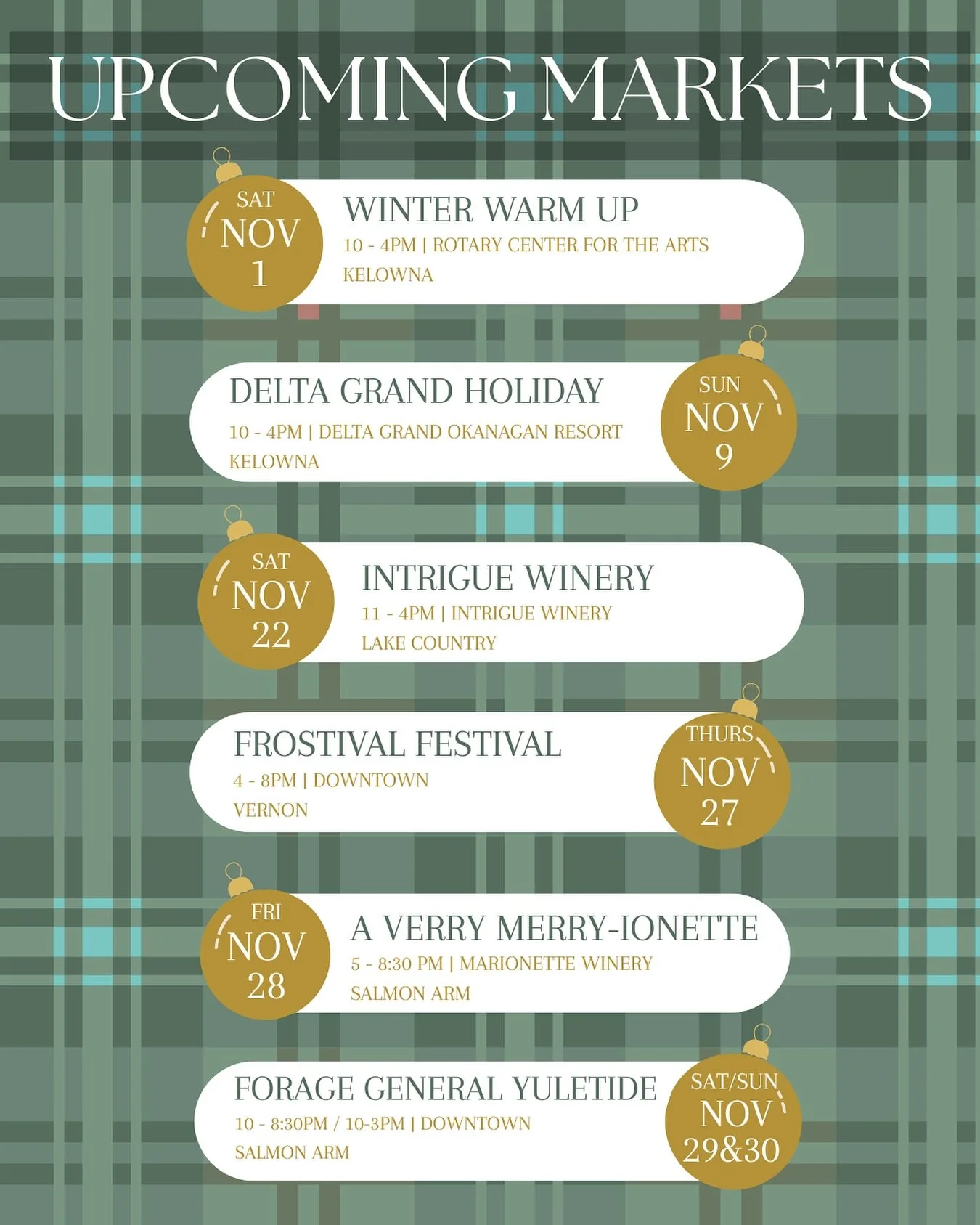 I know, I know - it&rsquo;s not even Halloween! 

I hear you - but also my first Holiday market of the season is this Saturday, Nov 1 at the @rotarycentreforthearts in Kelowna and I want to see you there! 

Be the first of your friends to say &ldquo;