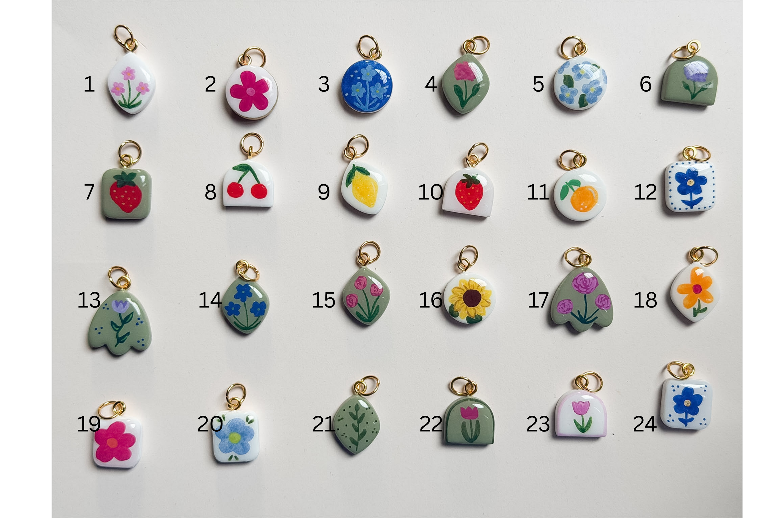 Hand Painted Clay Charms
