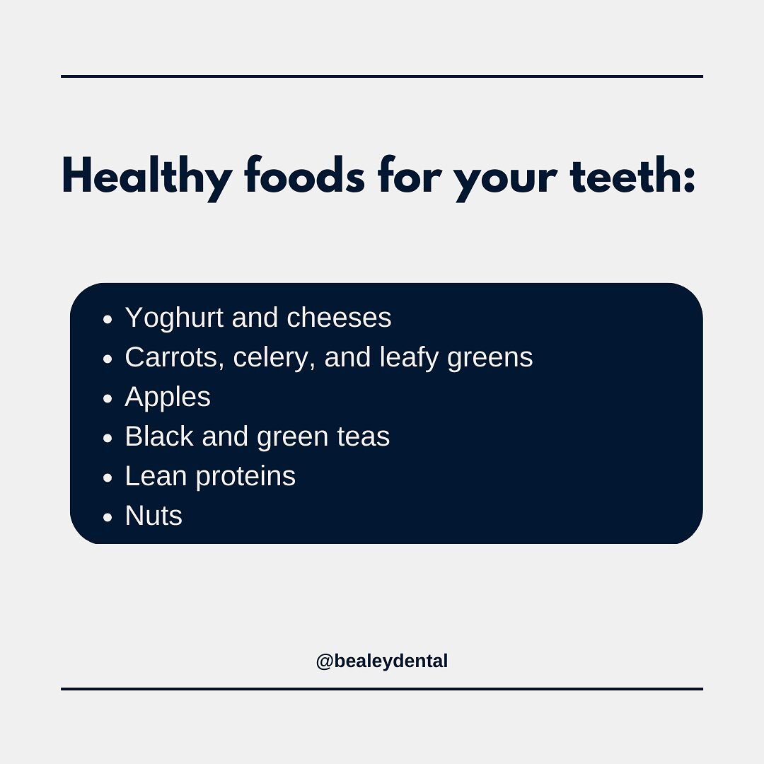 Have you ever wondered what foods are beneficial for our teeth? We are always told to stay away from sugar, acids and all the other bad things but what about the food we should eat!

These foods can help our teeth stay strong and healthy, bonus is th