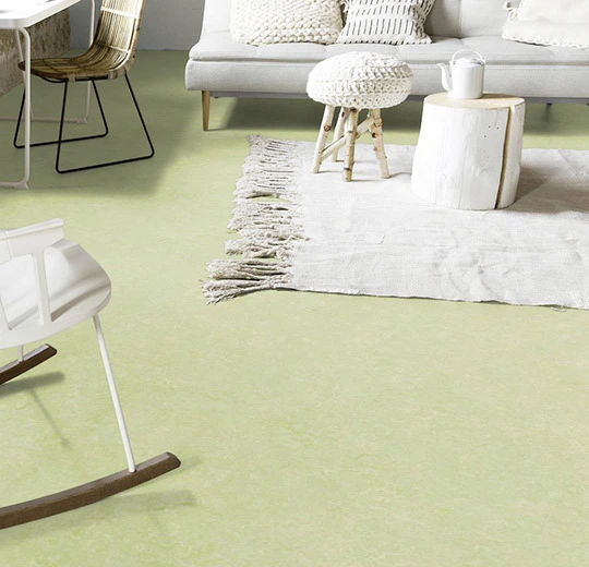 Eco-friendly linoleum flooring for commercial spaces Natural Marmoleum floors in modern kitchen