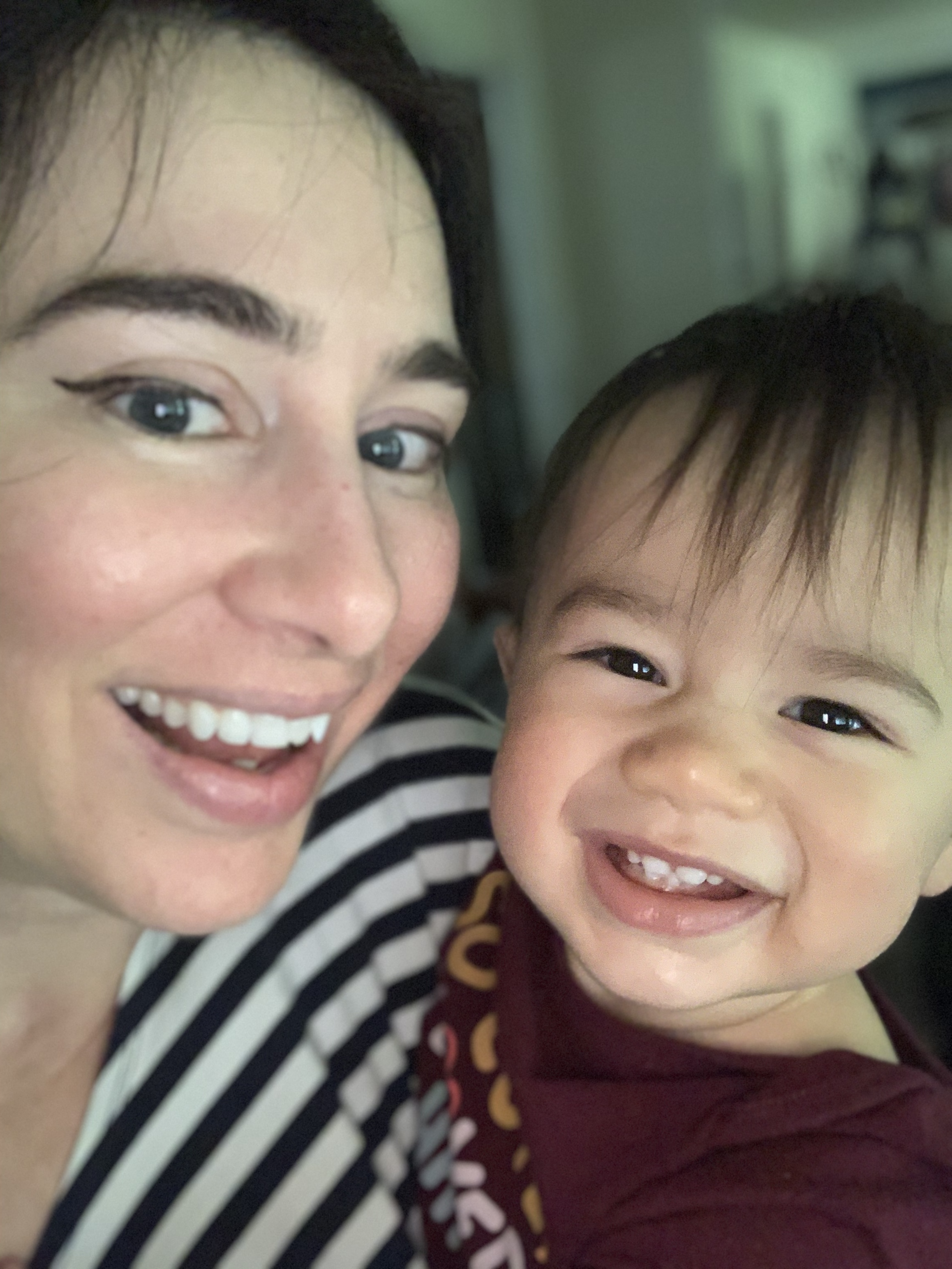 Happy Work From Home Mom and her Baby