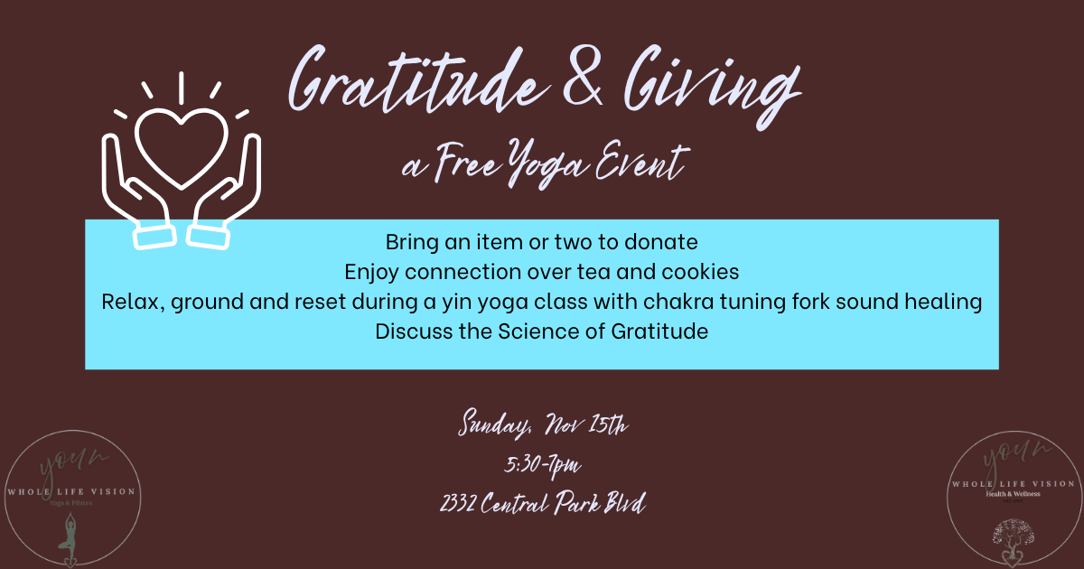 Gratitude &amp; Giving, Cookie Tasting &amp; Yin Yoga