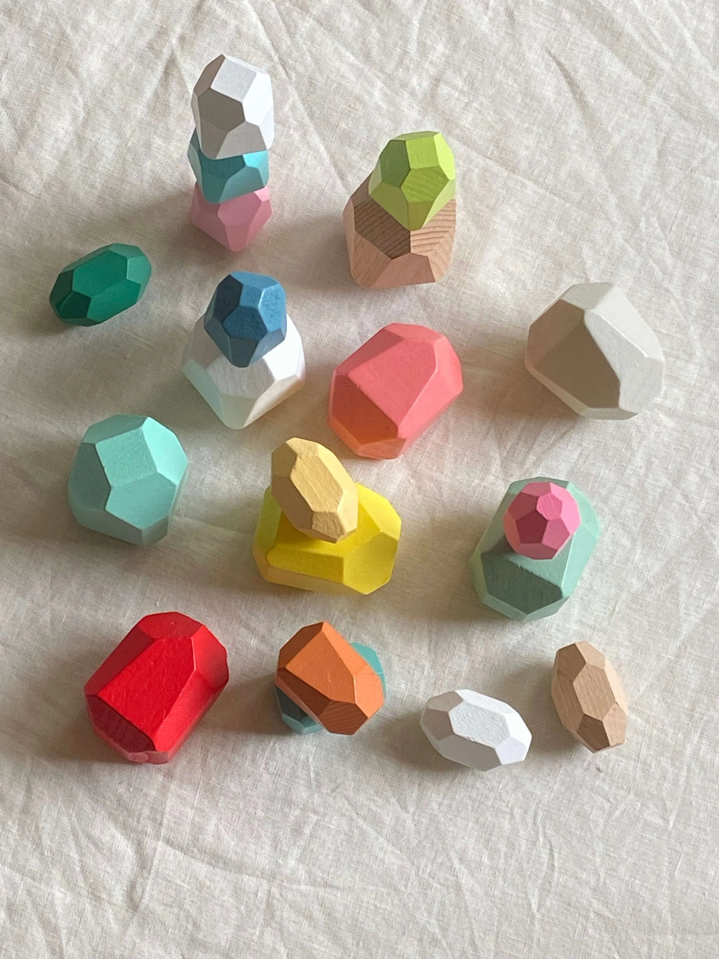 The Little Gem 21 piece Coloured Wooden Block Set