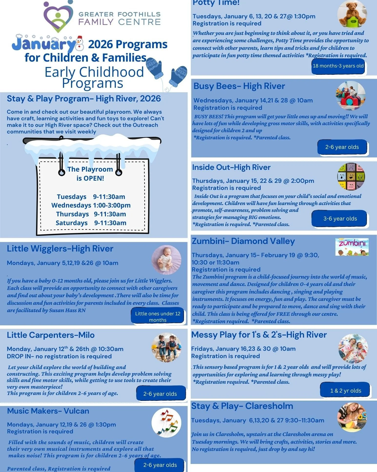 Sneak Peek into January programs! Registration will open tomorrow morning at 9am :)