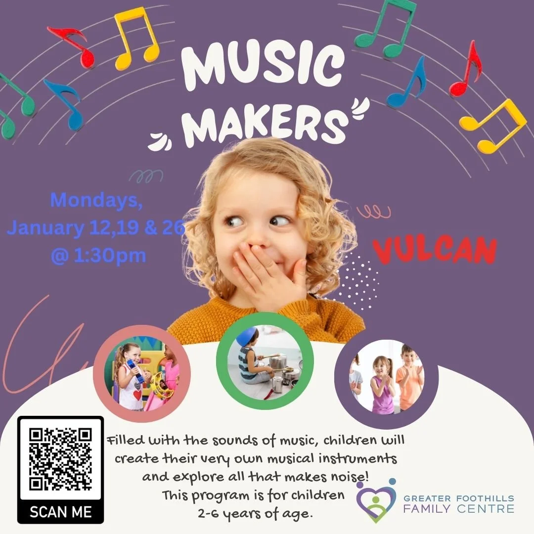 We have spaces available in our January programs :) Register on our website at www.greaterfoothillsfamilycentre.ca