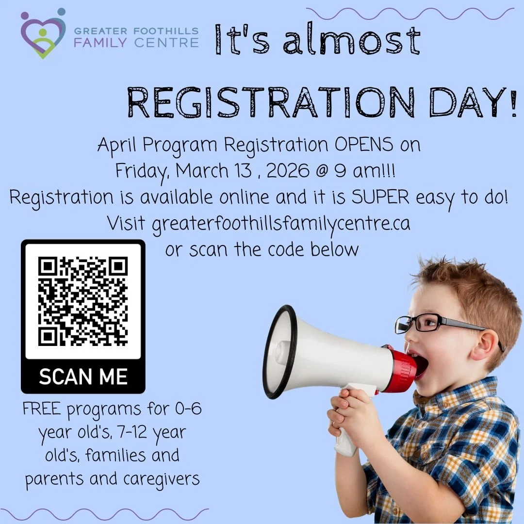 Keep an eye on our Facebook page for a sneak peek into what April will bring :)

Today we have Little Carpenters at 10am in High River (for register families)

Stay &amp; Play in High River this afternoon from 1-3pm

Stay &amp; Play in Nanton from 9-