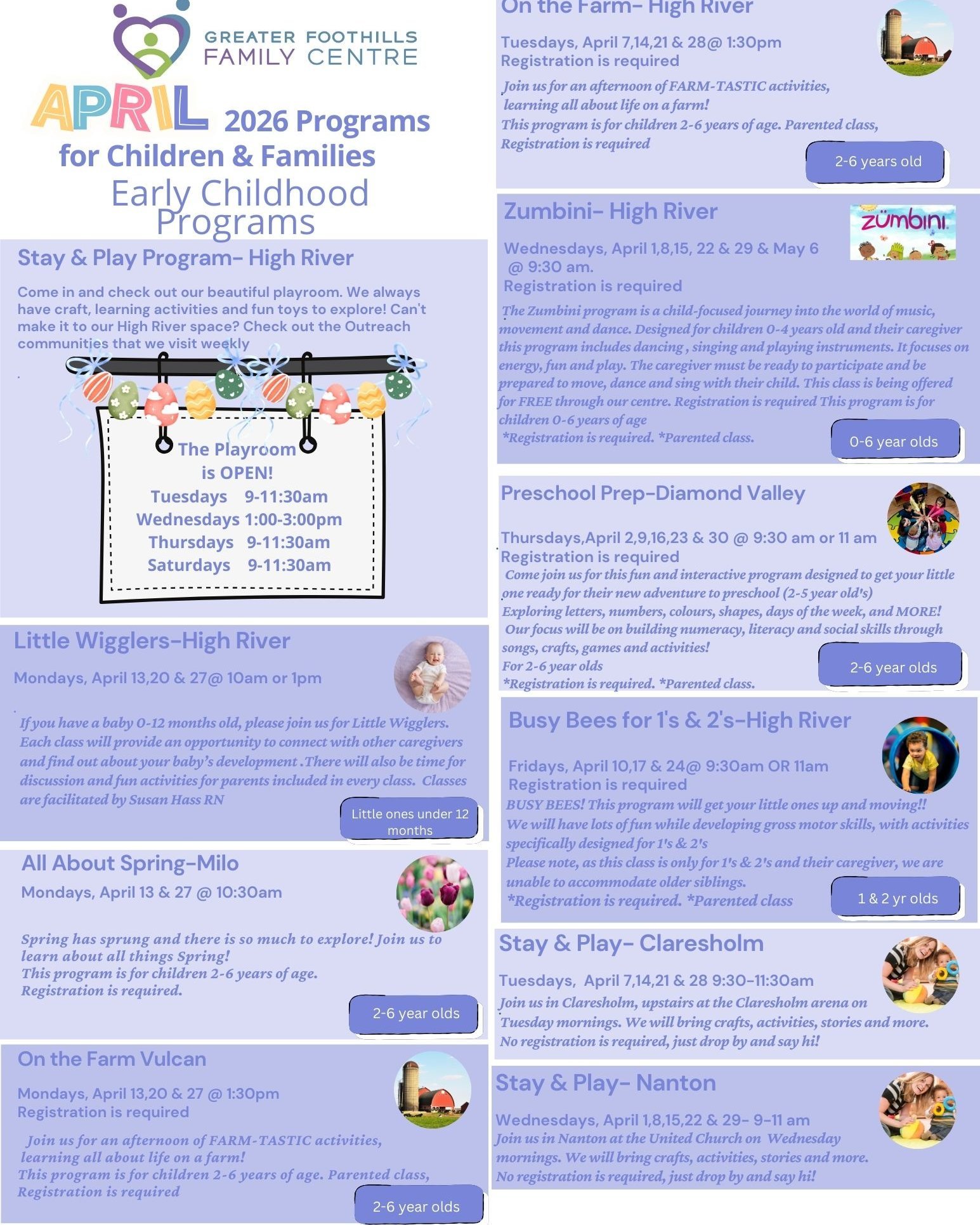 APRIL Registration is OPEN :) Scan the QR code or visit www.greaterfoothillsfamilycentre.ca to register for your favourite programs!! 

Today we have Crafty Creations for 1's &amp; 2's at 10am (for registered families)