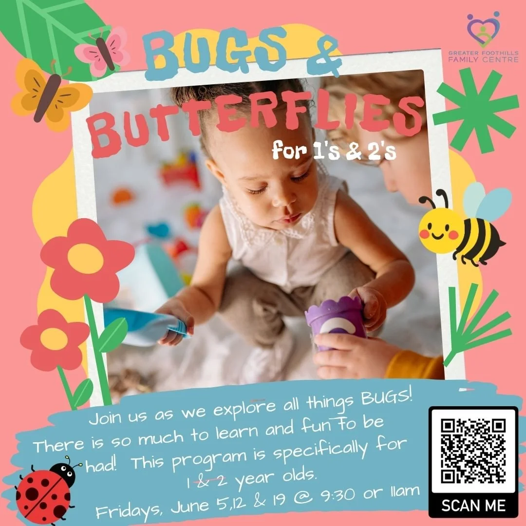 This adorable program is starting in June! Exploring through fun activities is perfect for our 1's &amp; 2's :) Scan the QR code or visit www.greaterfoothillsfamilycentre.ca to register!

Today we have:

Stay &amp; Play in High River from 9-11:30am

