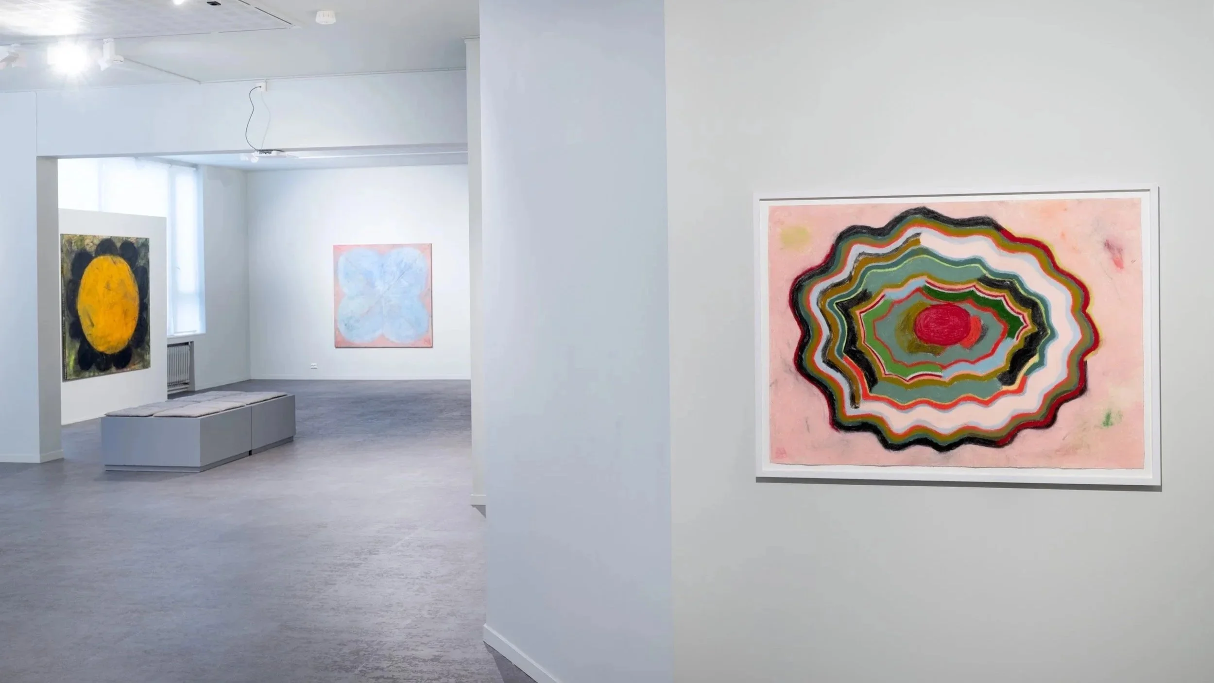 SKOGSLYS / RISØR KUNSTPARK / 2025-26 /PASTELL PÅ PAPIR, PASTELL OG TRANSPARENT PÅ LERRET / FOTO: ALF GEORG DANNEVIG 