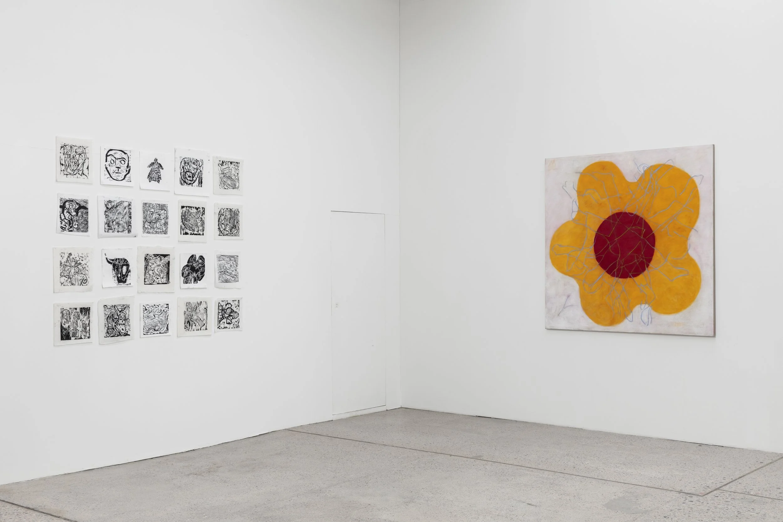 GRUPPEUTSTILLING / BÆRUM KUNSTHALL / HER MED TRESNITT AV JOHANNES BORCHGREVINK HANSEN