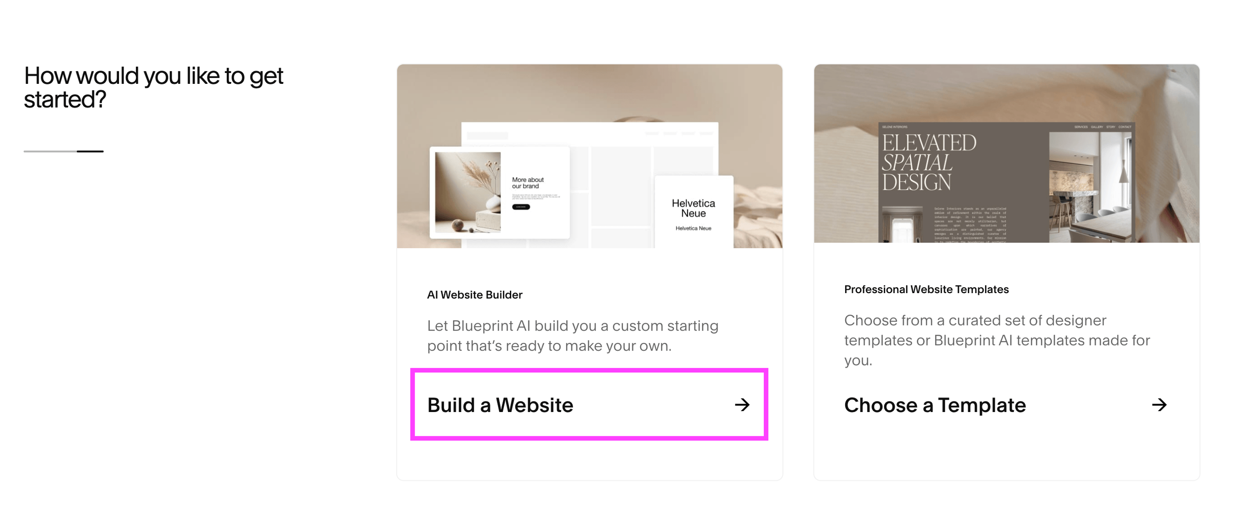 Squarespace Blueprint AI to help you build a website