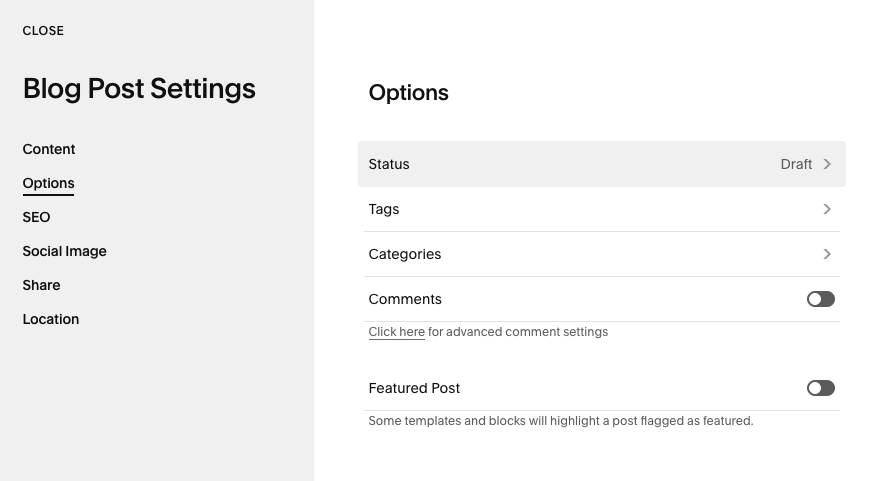 Setting a new date for the blog post template in Squarespace
