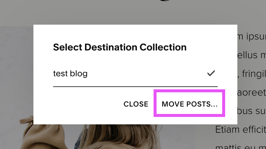 moving blog posts in Squarespace