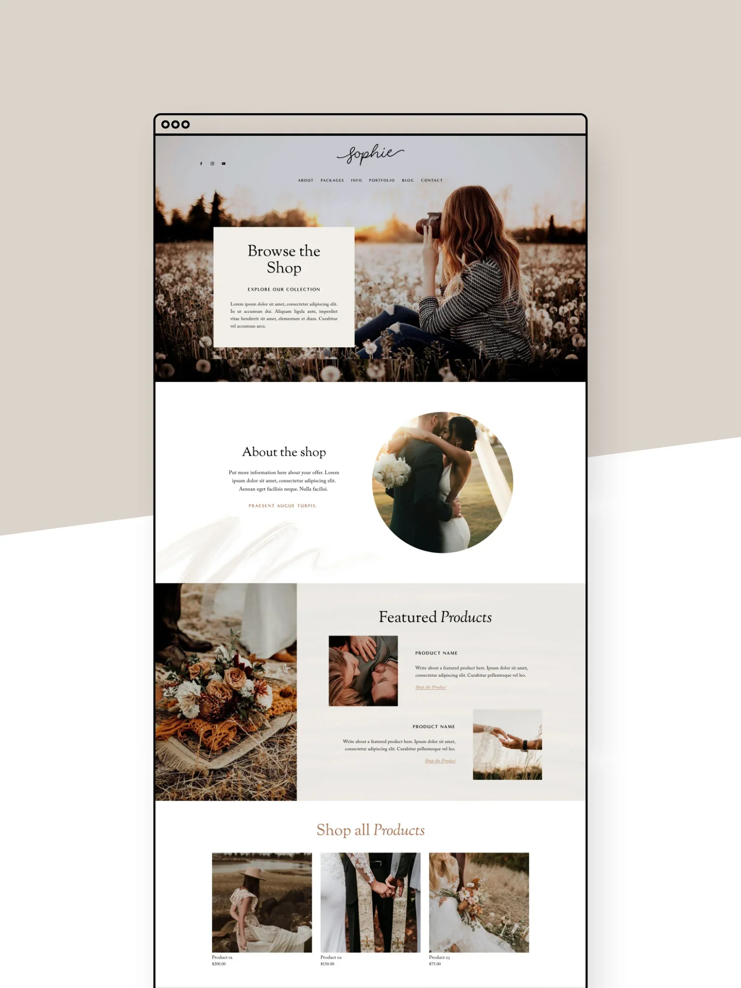 Sophie Shop Page Template