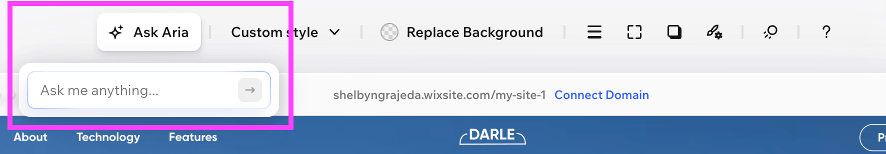 Wix AI chatbot Ask Aria