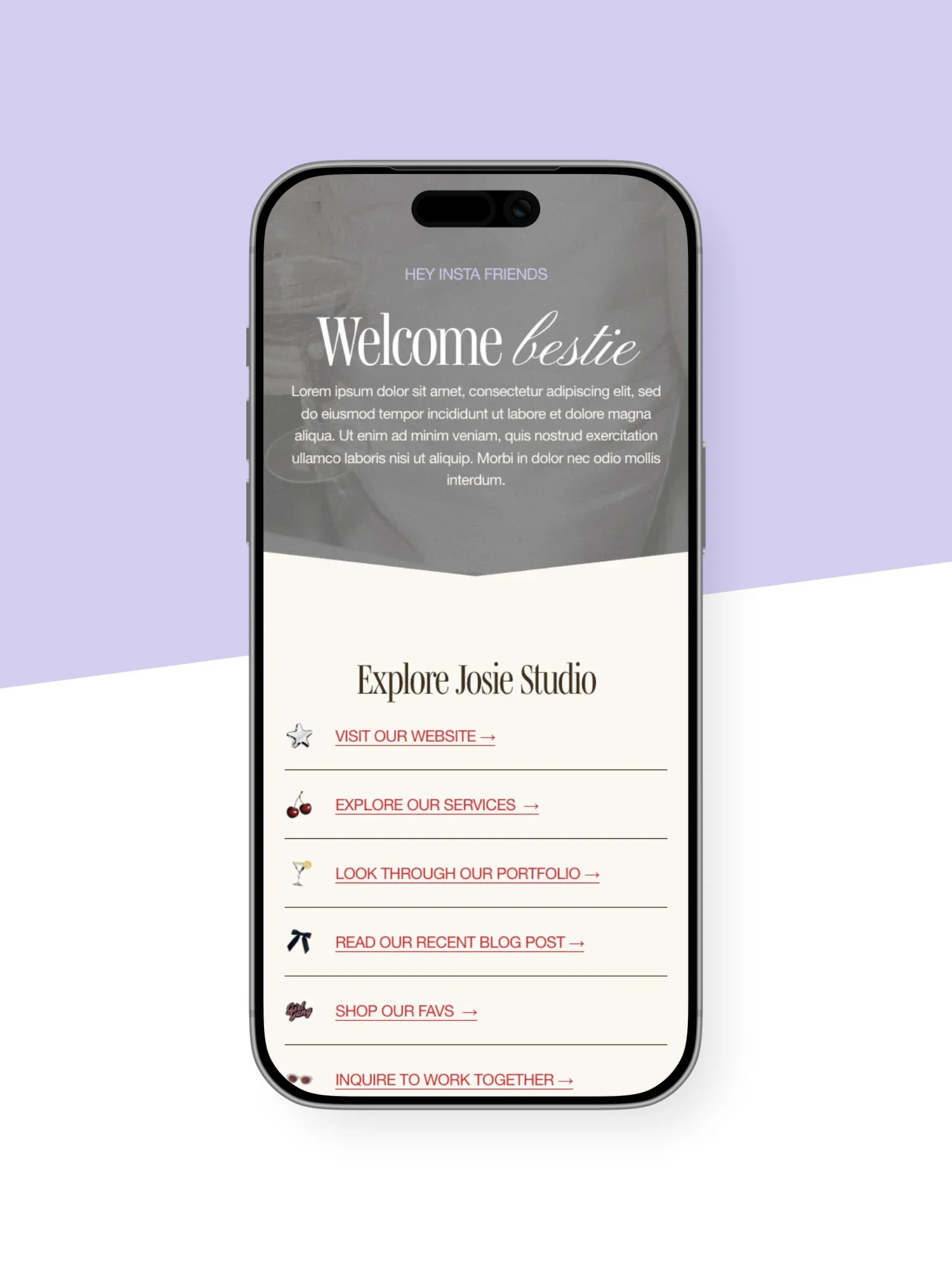 Josie Instagram Links Page Template