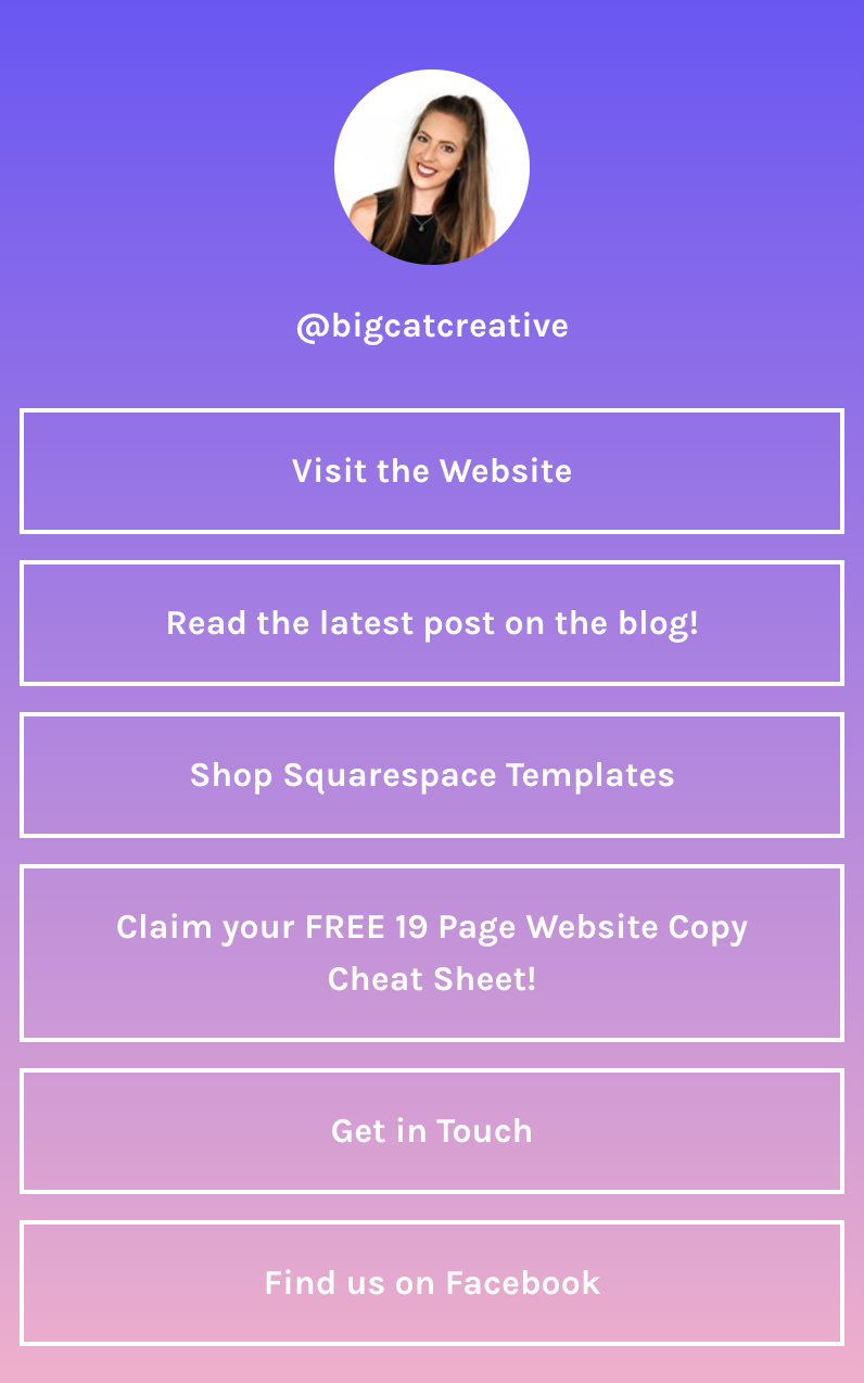 Why You Shouldn't Use Linktree & How to Create Your Own in Squarespace —  Big Cat Creative - Squarespace Templates & Resources