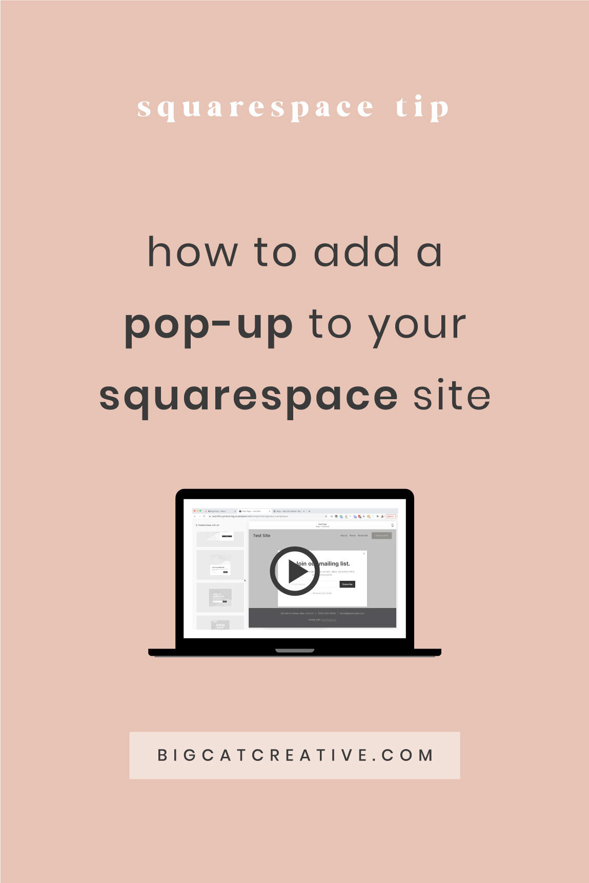 Økonomisk Tilbud Kom op How to add a pop-up in Squarespace — Big Cat Creative - Squarespace  Templates & Resources