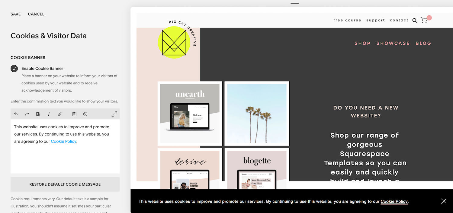 How to customize your Squarespace cookie banner design (copy + paste