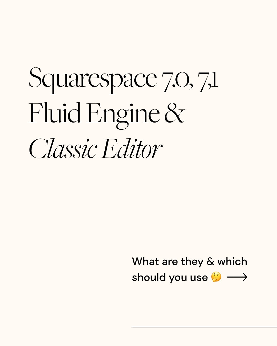 Confused by all the Squarespace versions? 🧐 

We&rsquo;re here to help! 🤗 This week we&rsquo;ve put together a full breakdown of the differences between Squarespace 7.0 and 7.1, as well as Classic Editor and Fluid Engine 👩&zwj;💻 

Whether you&rsq