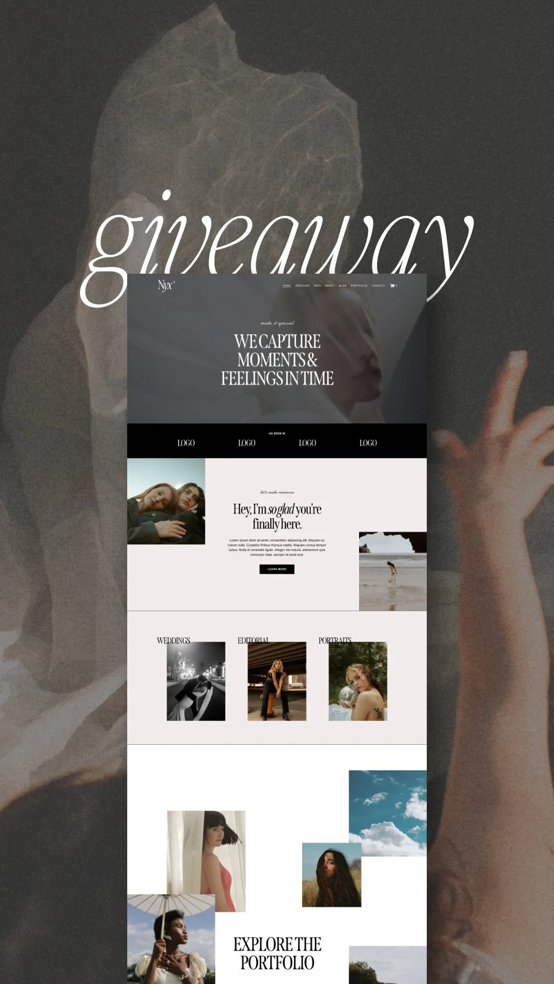 Imagine having your dream site live (for free?? 👀) by next week
Our newest Squarespace template, Nyx, is designed (like all of our templates) to make launching your site easier, faster, and way more fun. And it will look GOOD - she’s sleek, m